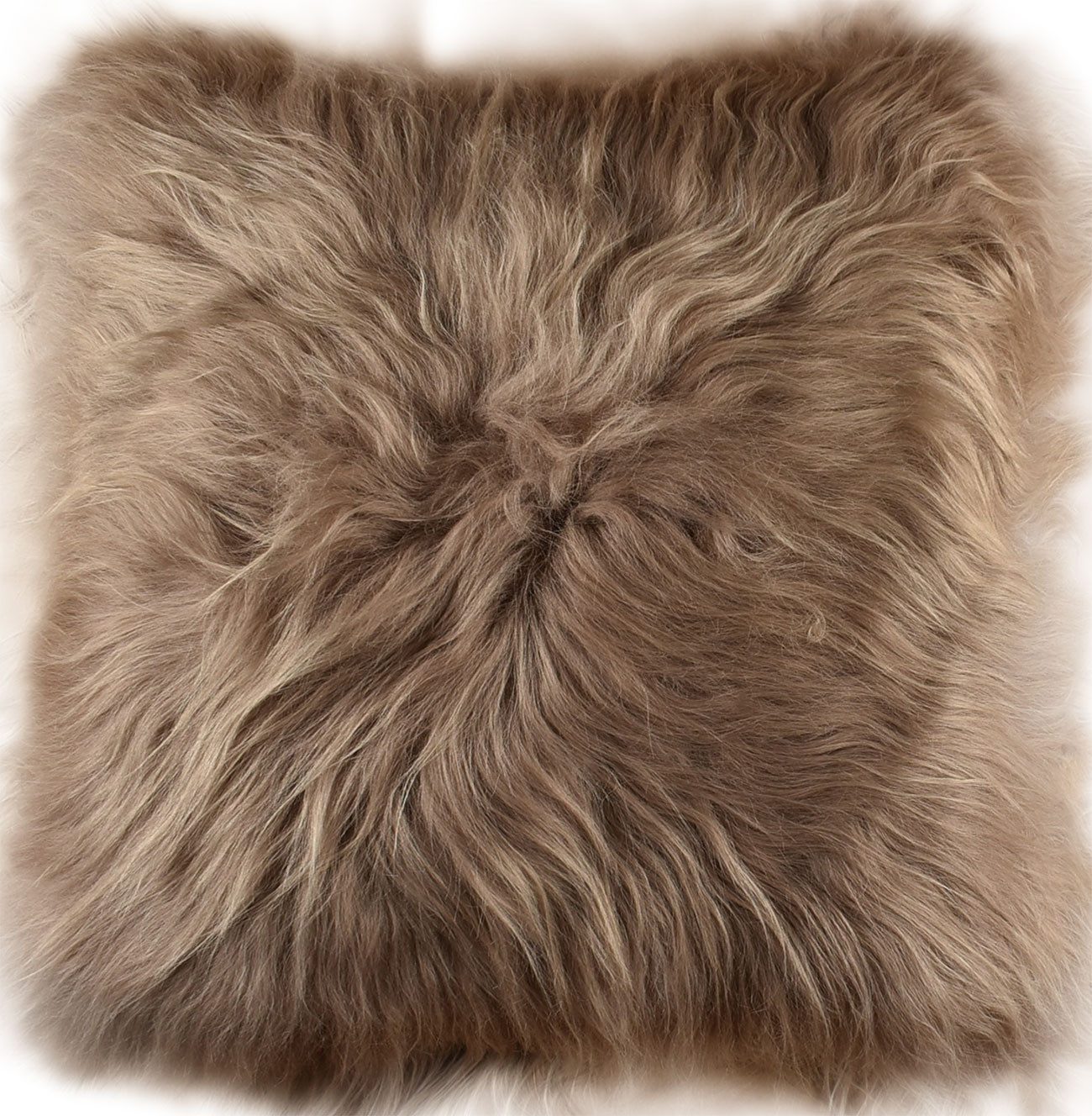 KUHFELL online & NOMAD Fellkissen Echtes Lammfell Kissen Taupe Kissenbezug günstig online kaufen