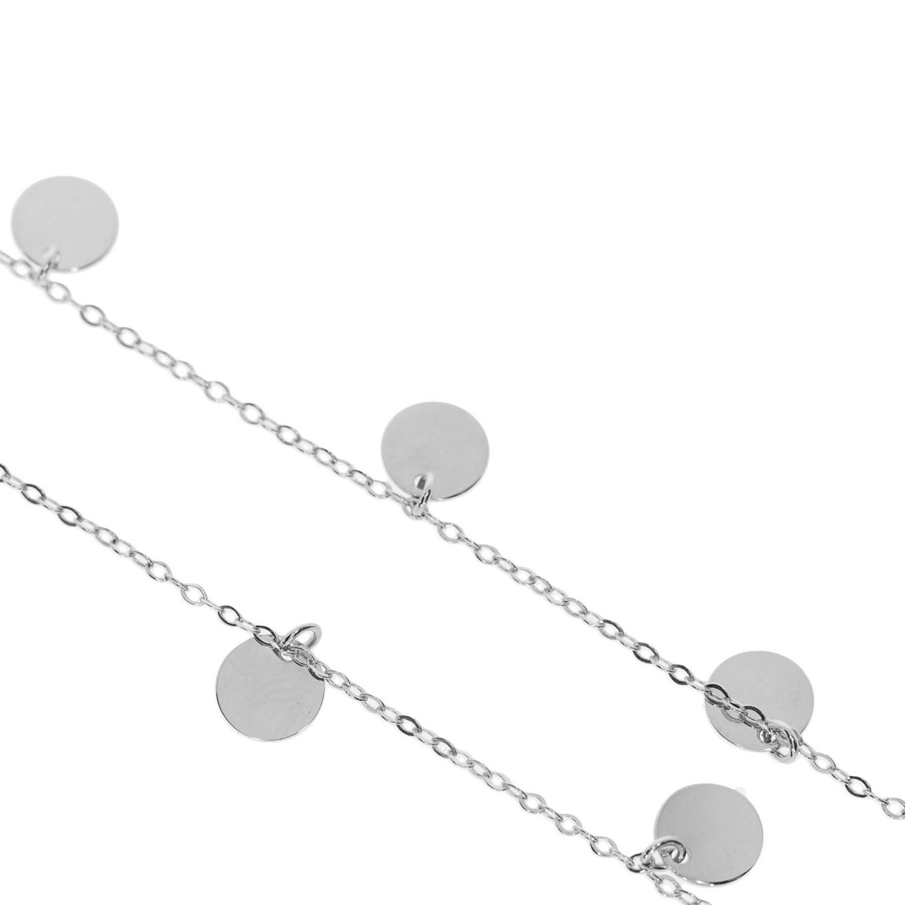 Stella-Jewellery Collier 585er Weißgold Halskette mit 7 Plättchen 45 cm, 585 Weißgold 7 Plättchen