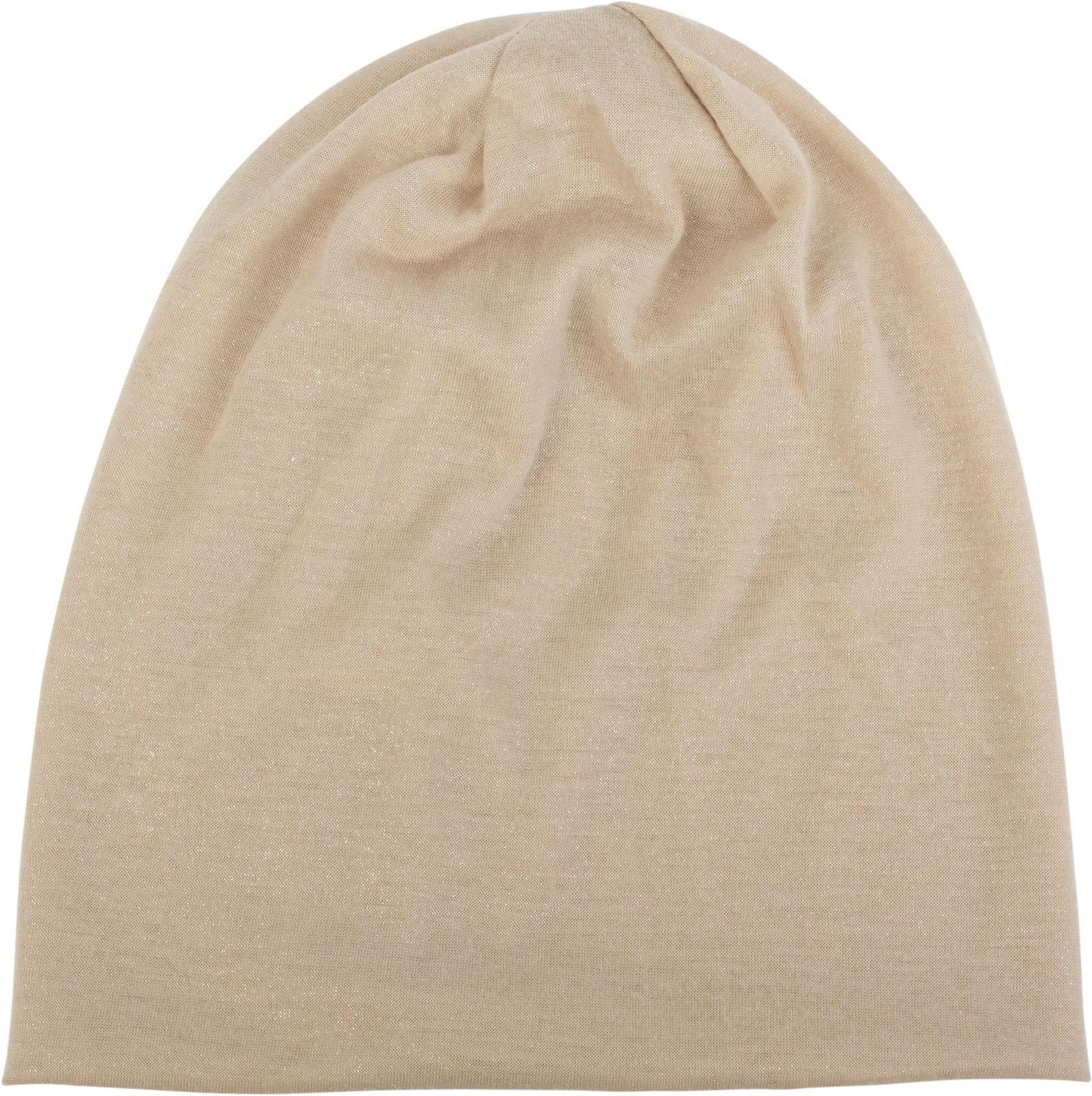 Beige Beanie All (1-St) mit Over Glitzer Beanie styleBREAKER