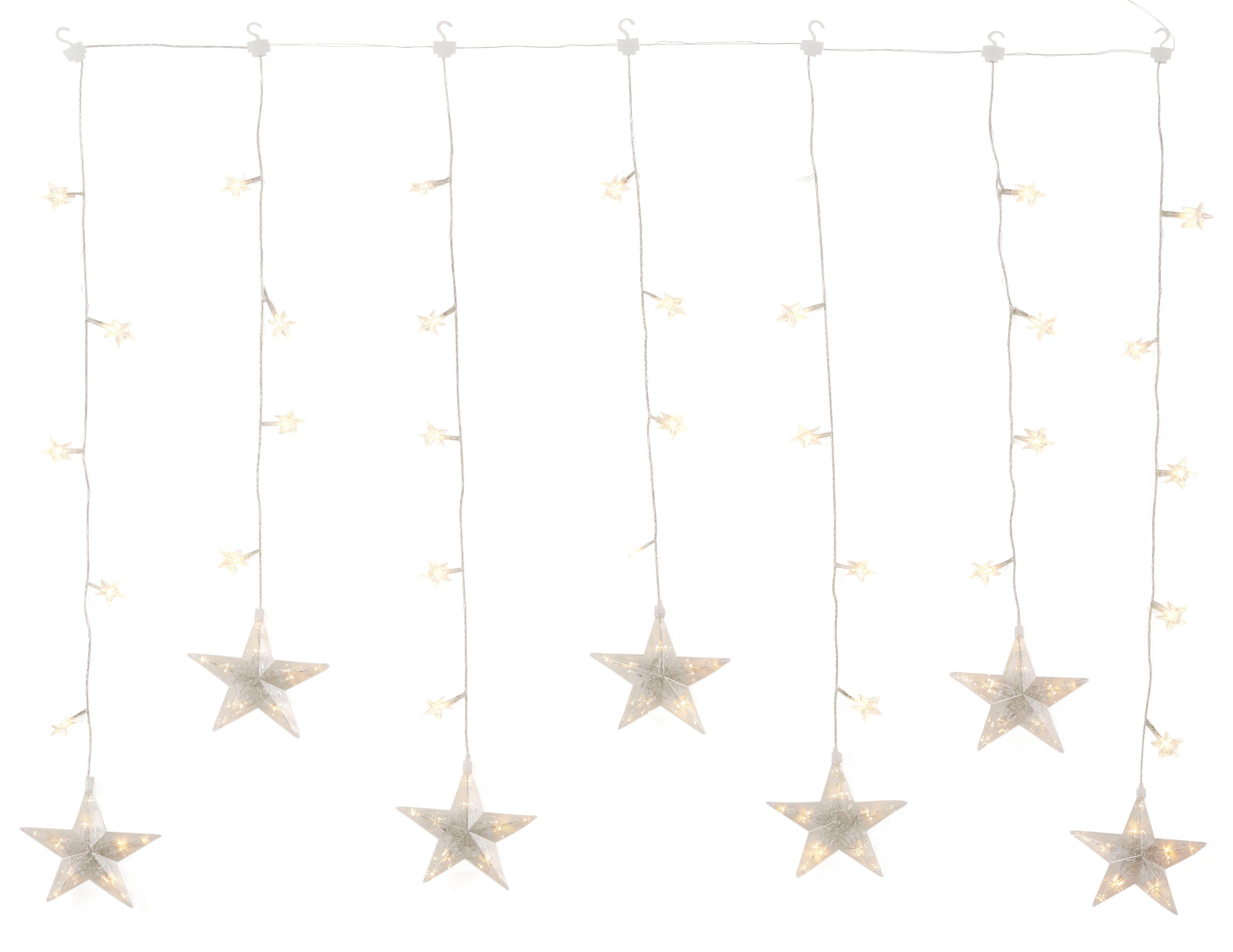 BONETTI LED-Lichtervorhang Sterne, Weihnachtsdeko aussen, 7 Strängen mit