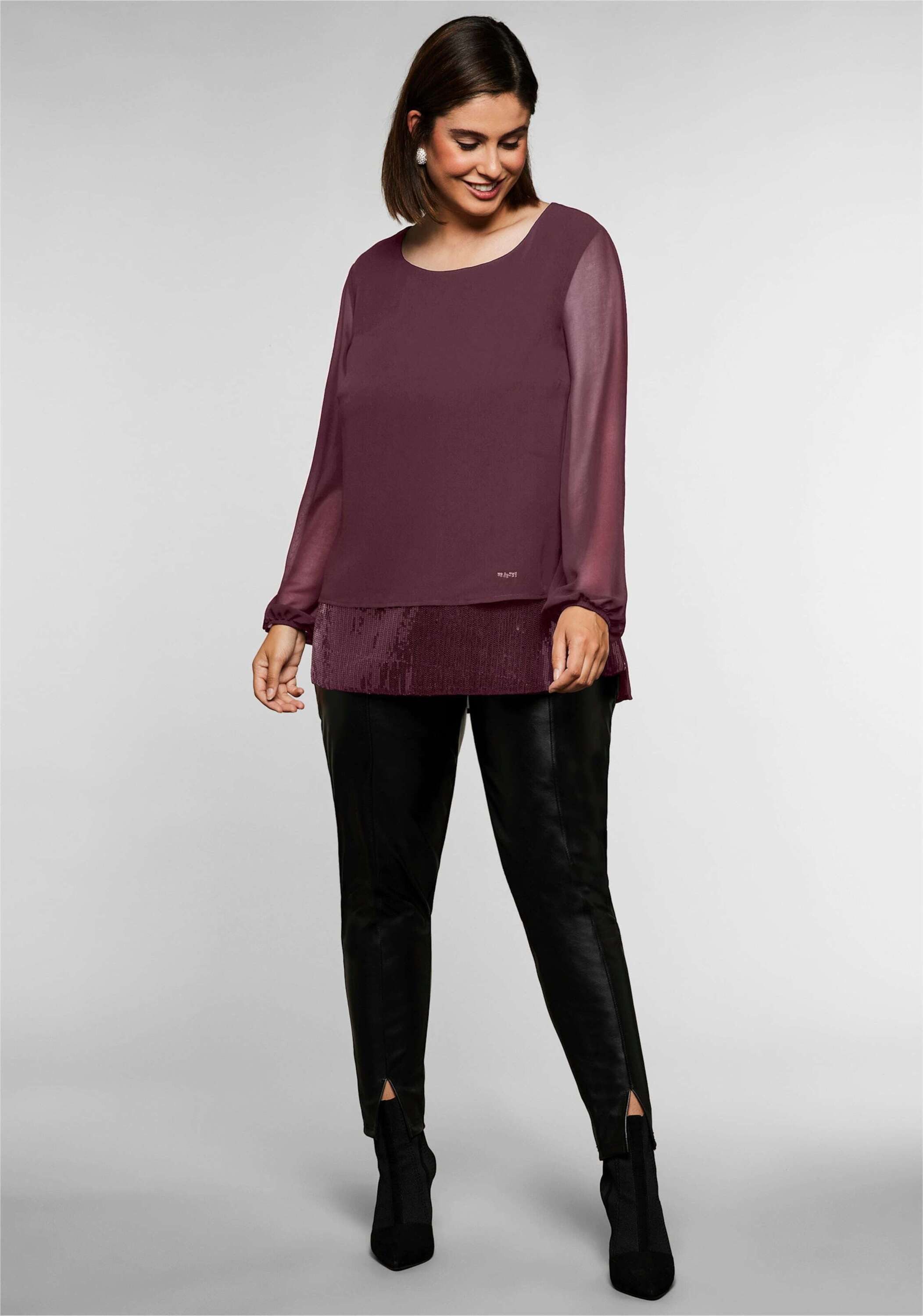 Sheego Klassische Bluse Tunika Langarm