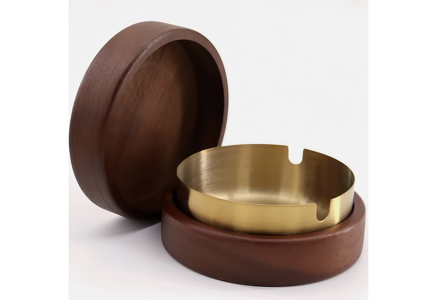 FOUORTUNATE-BEE Aschenbecher Outdoor-Aschenbecher mit Deckel & Edelstahl-Einsatz für Auto, Stilvoller Aschenbecher als Geschenk für Papa, Opa & Männer
