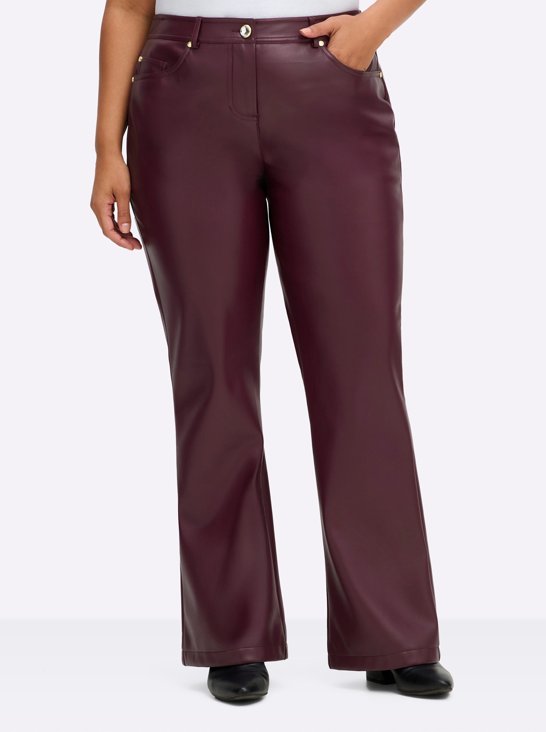 Sheego Jerseyhose Lederimitathose Innenbeinlänge ca. 80 günstig online kaufen