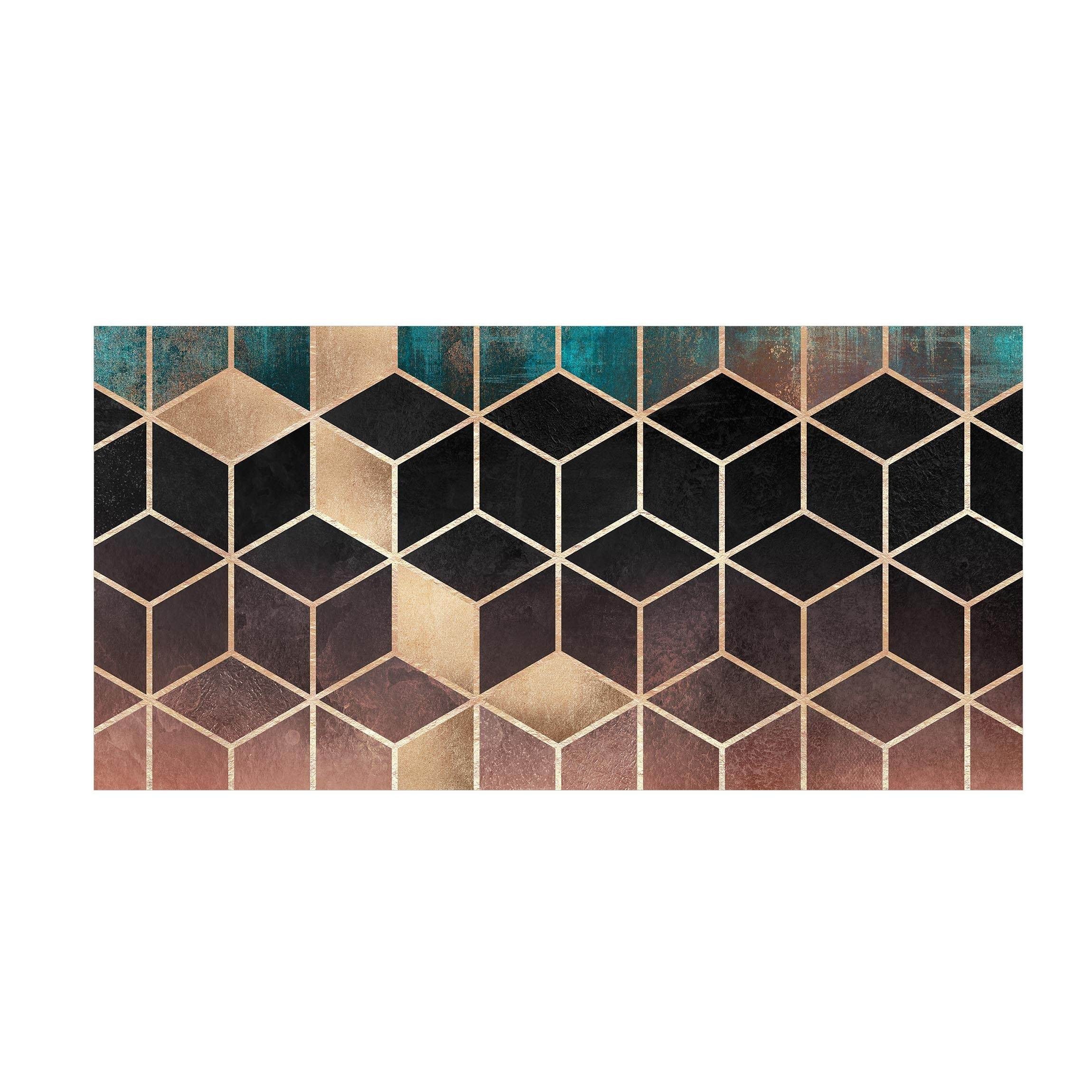 Bilderdepot24 Teppich Teppich Vinyl Flur Küche 3D Abstrakt funktional lang modern, Läufer - türkis glatt, nass wischbar (Schmutz, Tierhaare) Saugroboter & Bodenheizung geeignet
