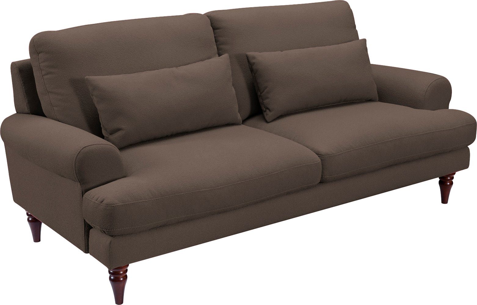 exxpo - sofa fashion 3-Sitzer, Schaumstoffflocken-Füllung, Zierkissen und inklusive Holzfüßen mit