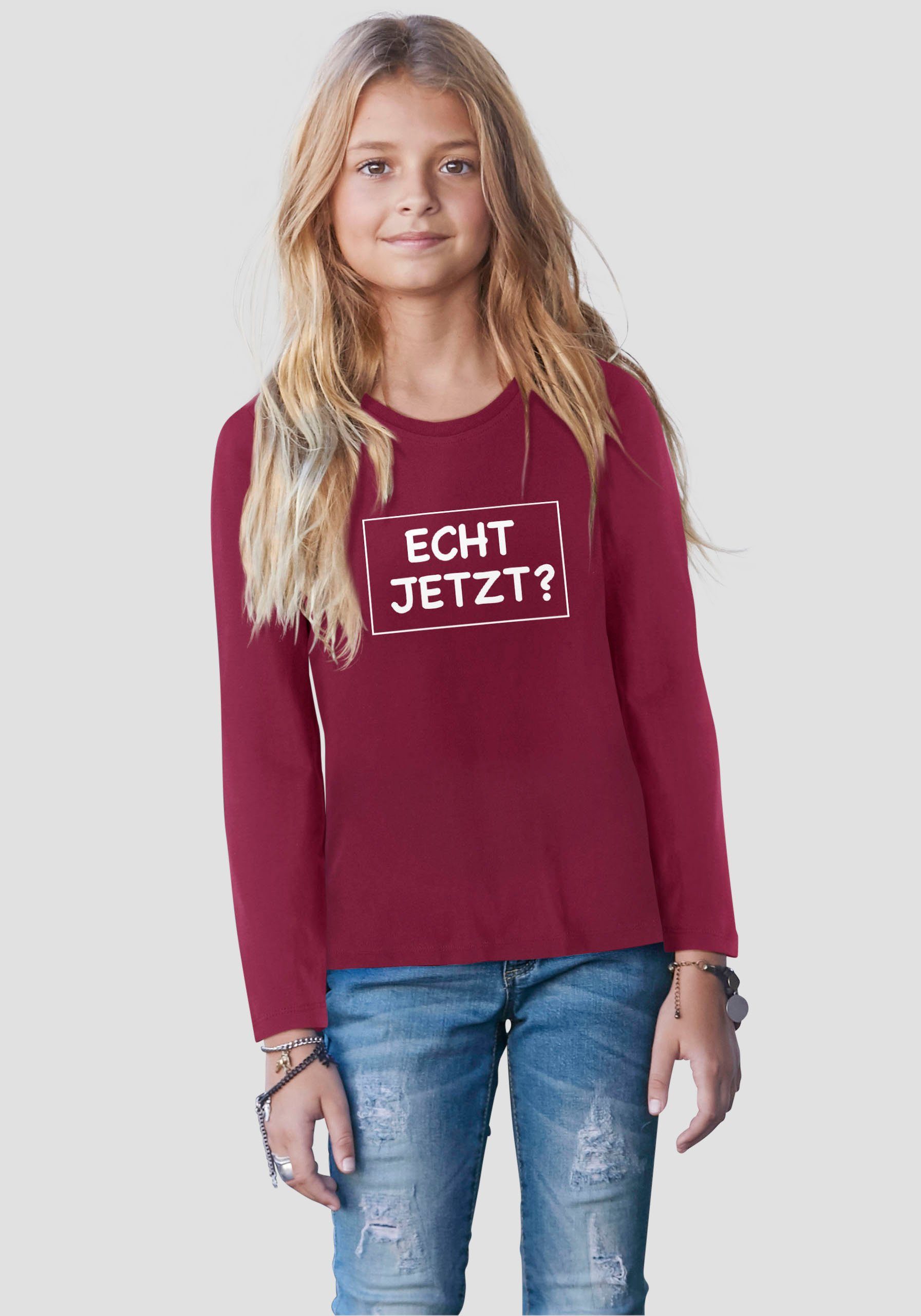 KIDSWORLD Langarmshirt ECHT JETZT? Druck | Mädchen