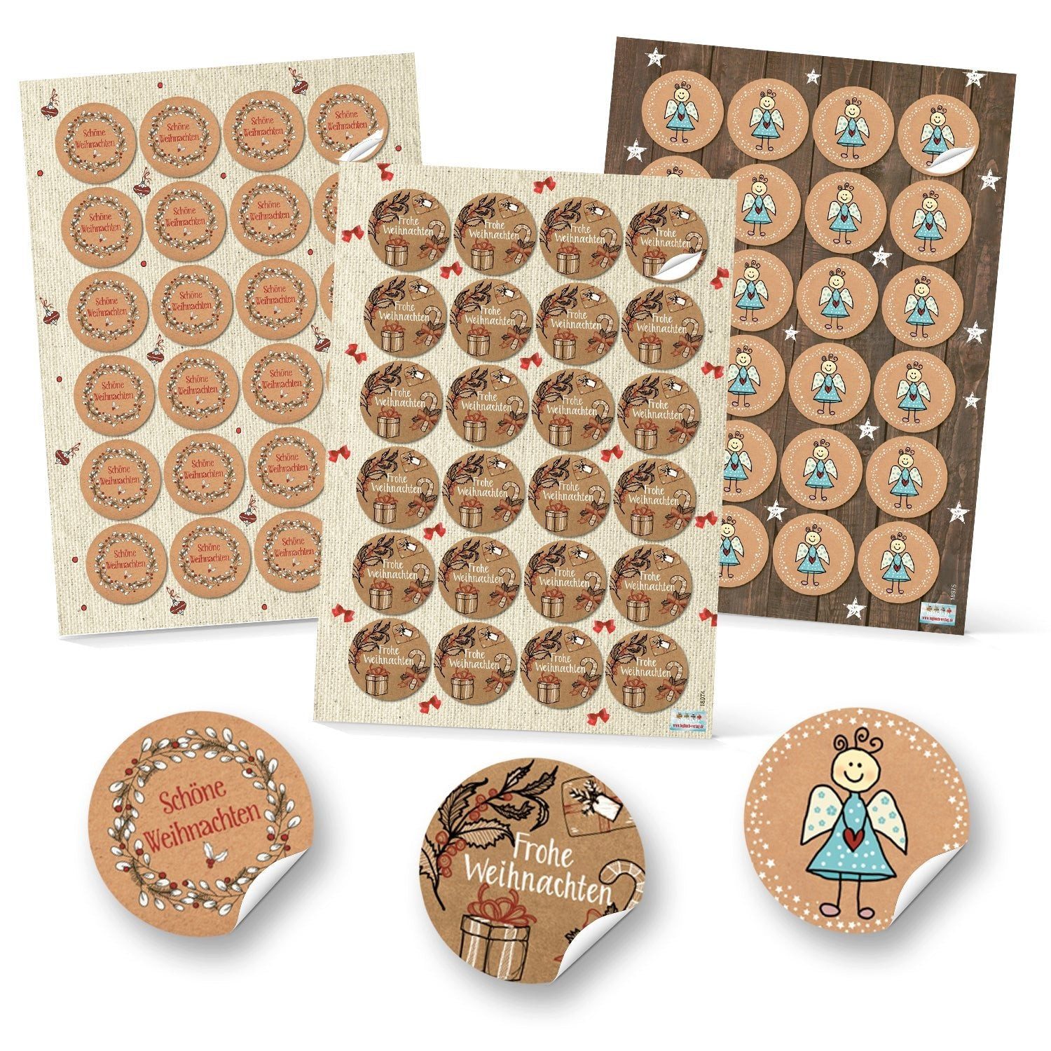 Logbuch-Verlag Aufkleber SET 3 x 24 Weihnachtsaufkleber Sticker Engel Schutzengel Frohe