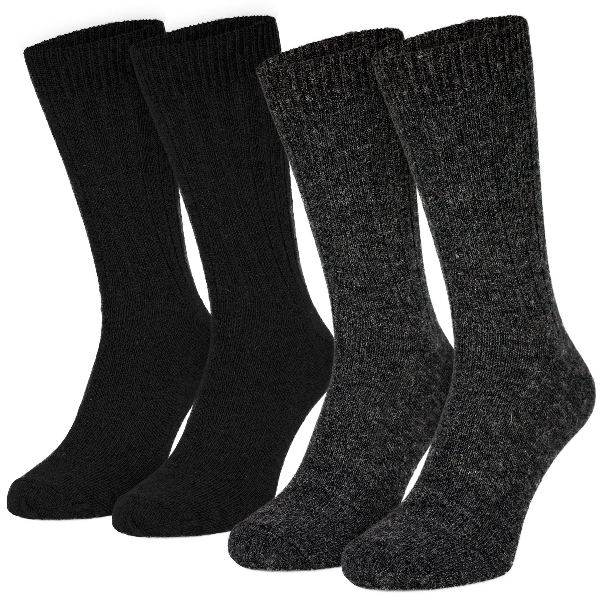 Black Snake Socken 2 Paar warme Socken aus Schafwolle mit Alpaka (2-Paar) schwarz-anthrazit