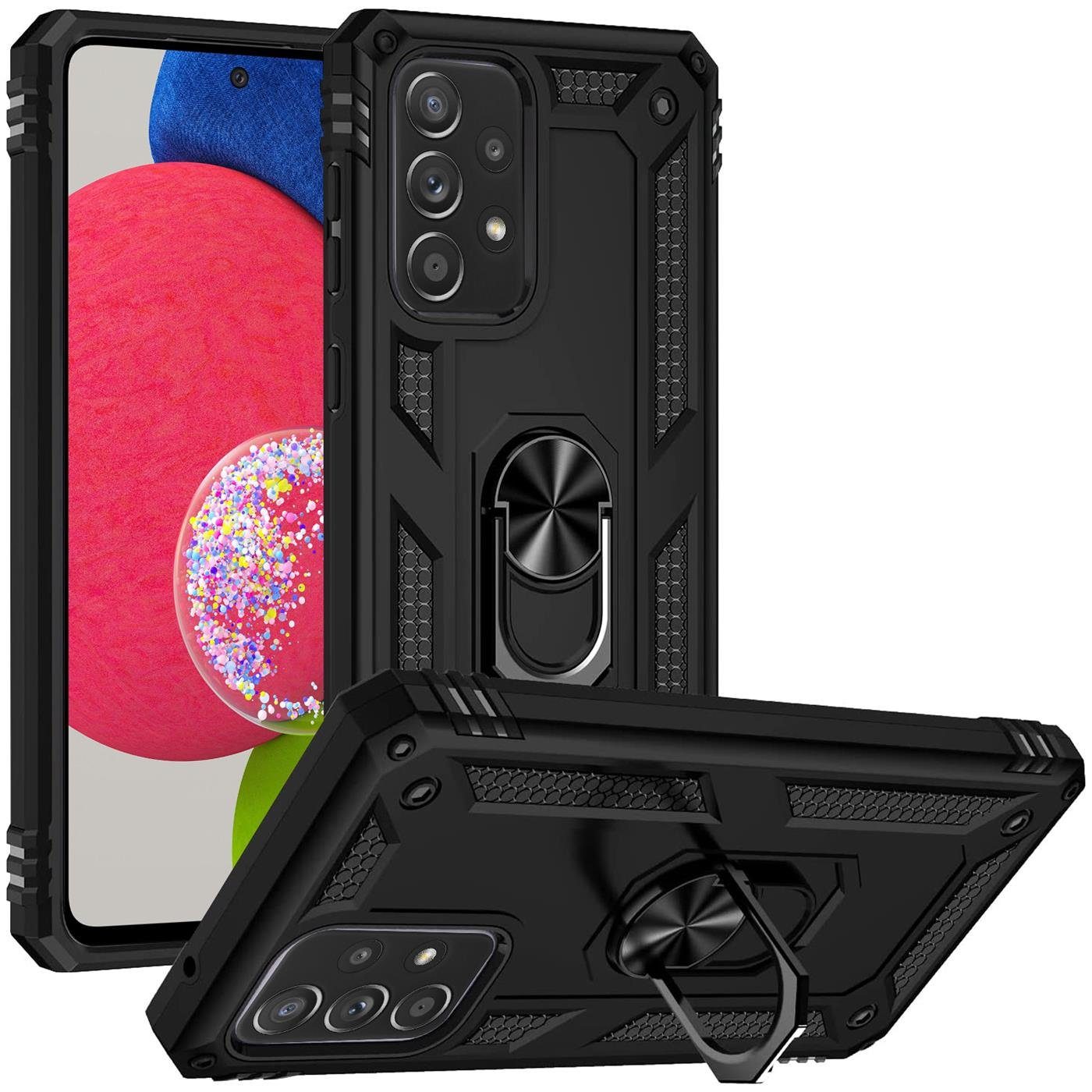 CoolGadget Handyhülle Armor Shield Case für Samsung Galaxy A52 4G/5G, A52s 5G 6,5 Zoll, Outdoor Cover Ringhalterung Handy Hülle für Samsung A52, A52s 5G