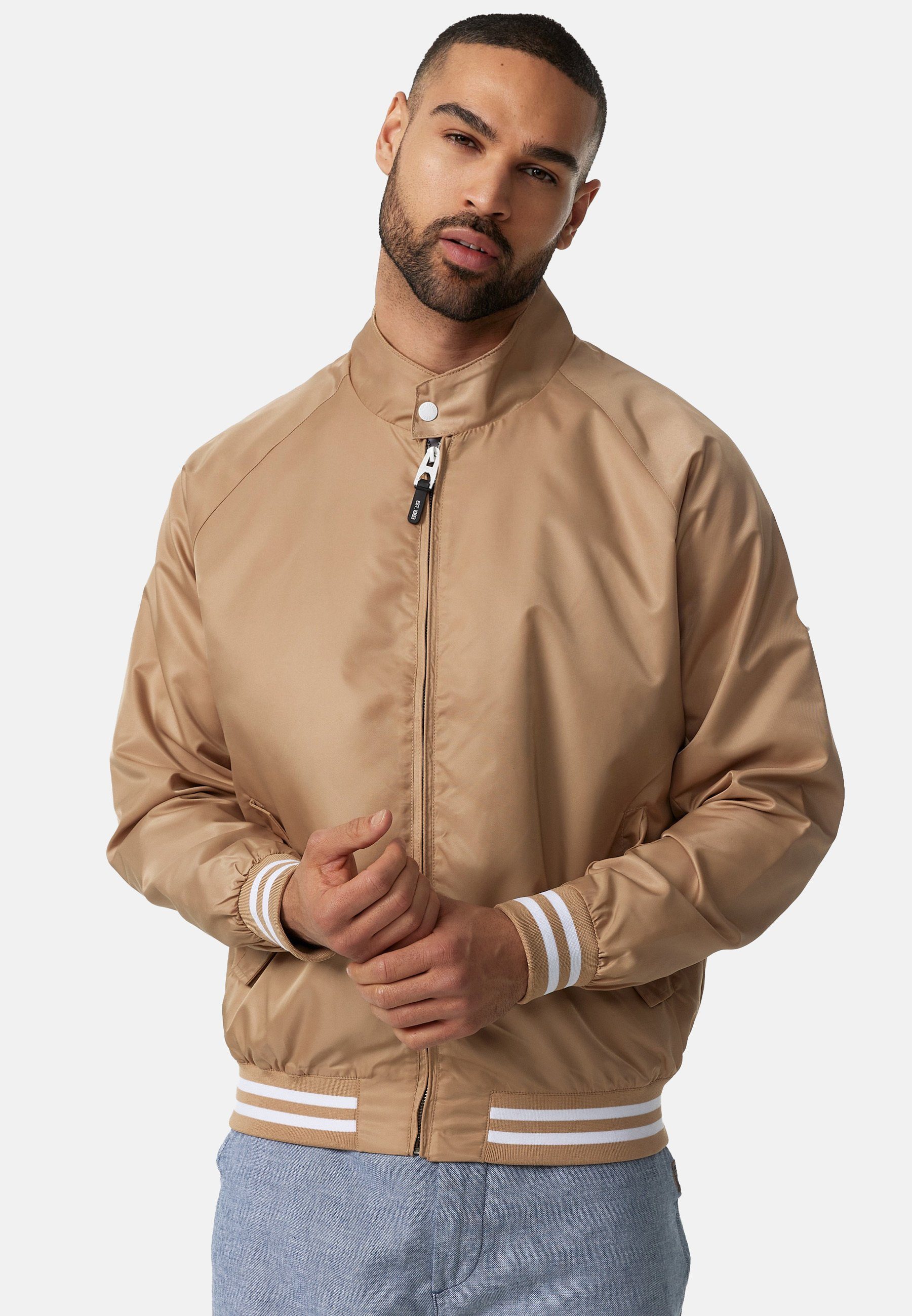 Indicode Sommerjacke Herren Ayser Übergangsjacke Herrenjacke mit Stehkragen & gerippten Arm-und Saumabschluss