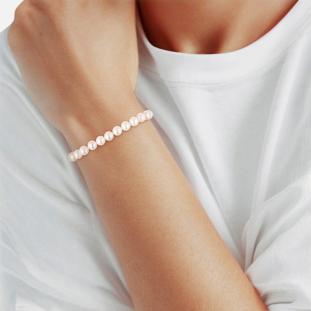 Rafaela Donata Perlenarmband weiß, Armband Muschelkernperle weiß