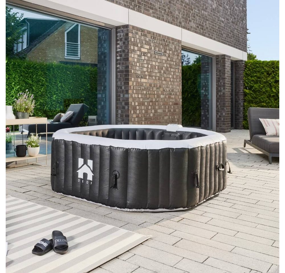 HOME DELUXE Whirlpool Outdoor Whirlpool DROP - 6 Personen, aufblasbares Aufstellbecken, 185 cm, inkl. Abdeckung, für 6 Personen, runder Pool