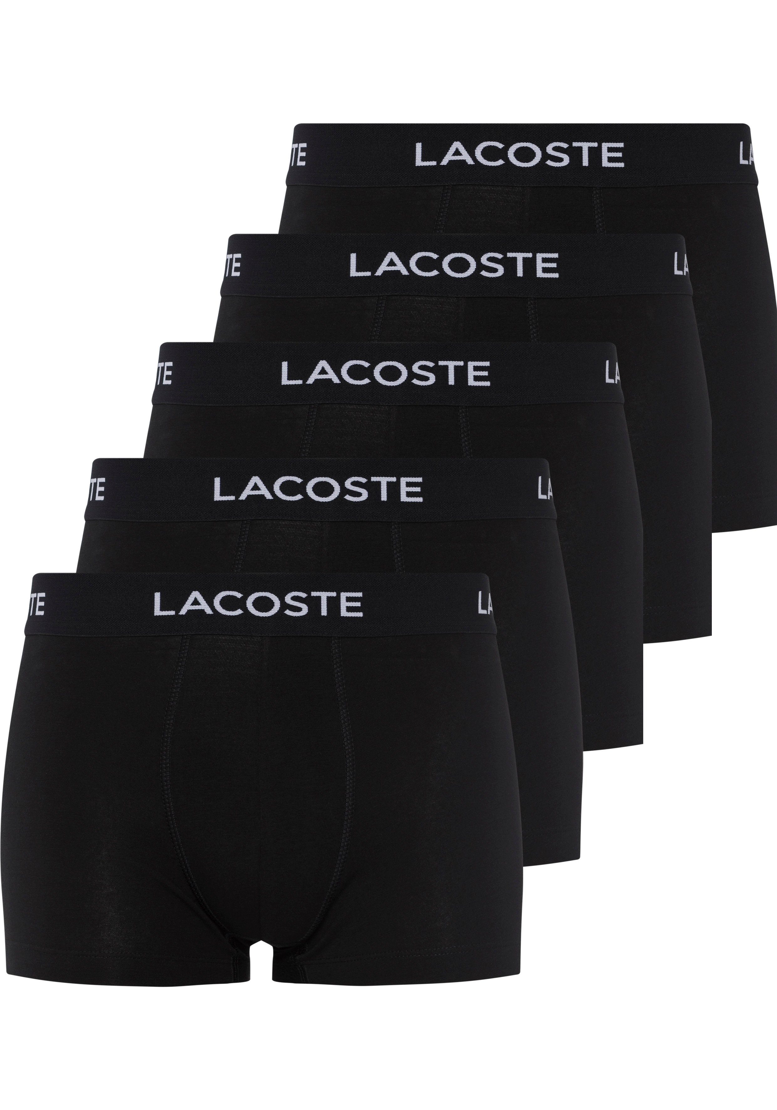 Lacoste Boxershorts (Packung, am 5er-Pack) Lacoste-Schriftzug 5-St., schwarz-weiß mit Bund