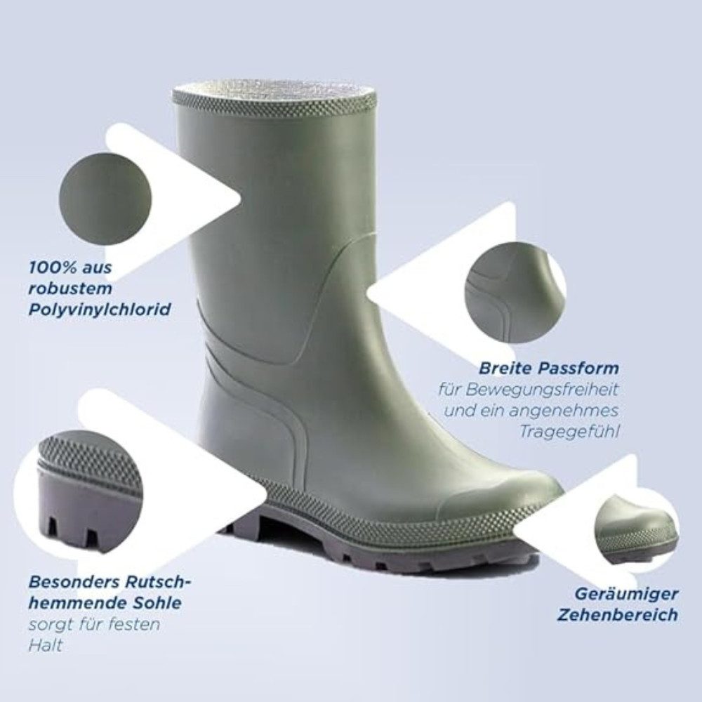 SCHEIBLER WORKWEAR Gummistiefel Herren Halbhoch Gummistiefel Wasserdicht, Wetterfest – Bild 3 von 4