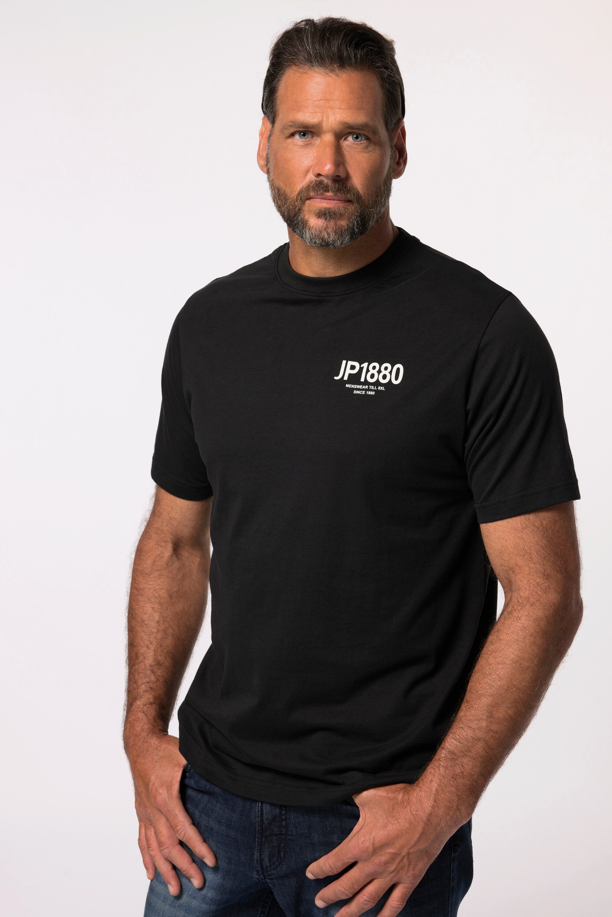JP1880 T-Shirt T-Shirt Halbarm Brust-Print Rundhals