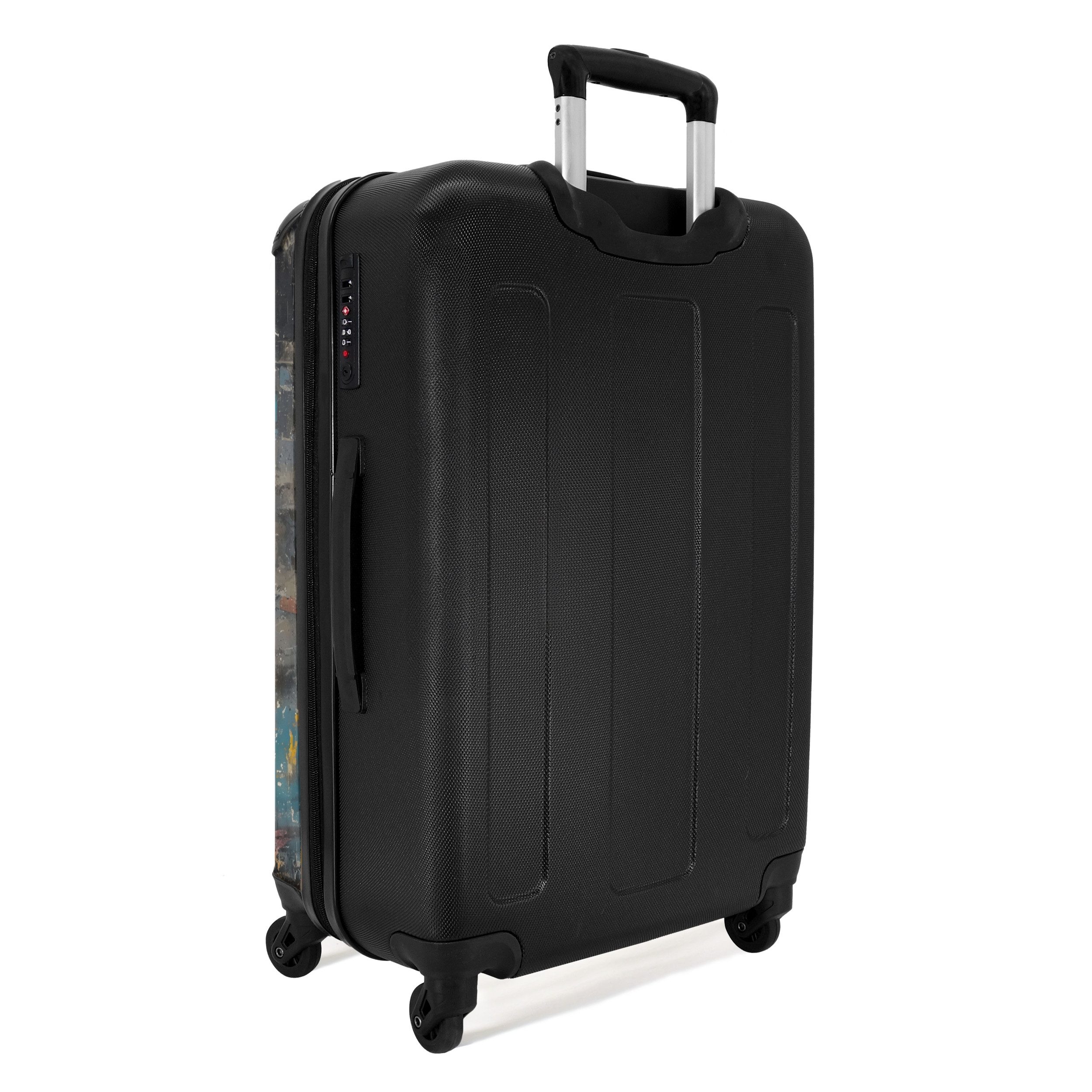 NoBoringSuitcases.com© Hartschalen-Trolley Mädchen mit herzförmigem Luftballon im Graffiti-Stil 67 cm - 72 L, 4 Rollen, Koffer Mittelgroß für 20kg, Suitcase für Erwachsene, Reisekoffer