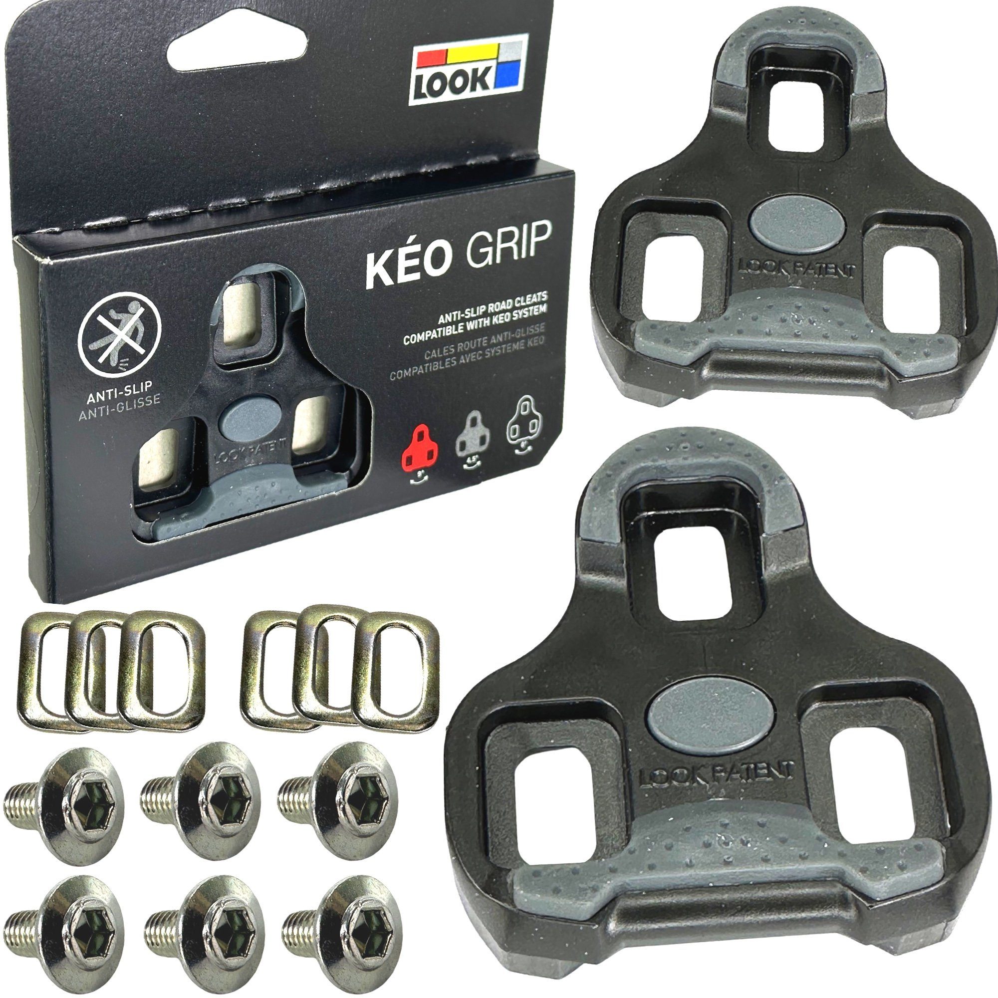Look Fahrradkurbel Look Kéo Grip Fahrrad Pedal Schuhe Cleats Pedalplatten (Paar) schwarz