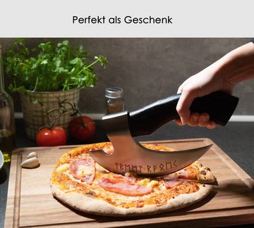Hanseküche Pizzaschneider Pizza Axt, mit Wikinger Runen und Lederschutz
