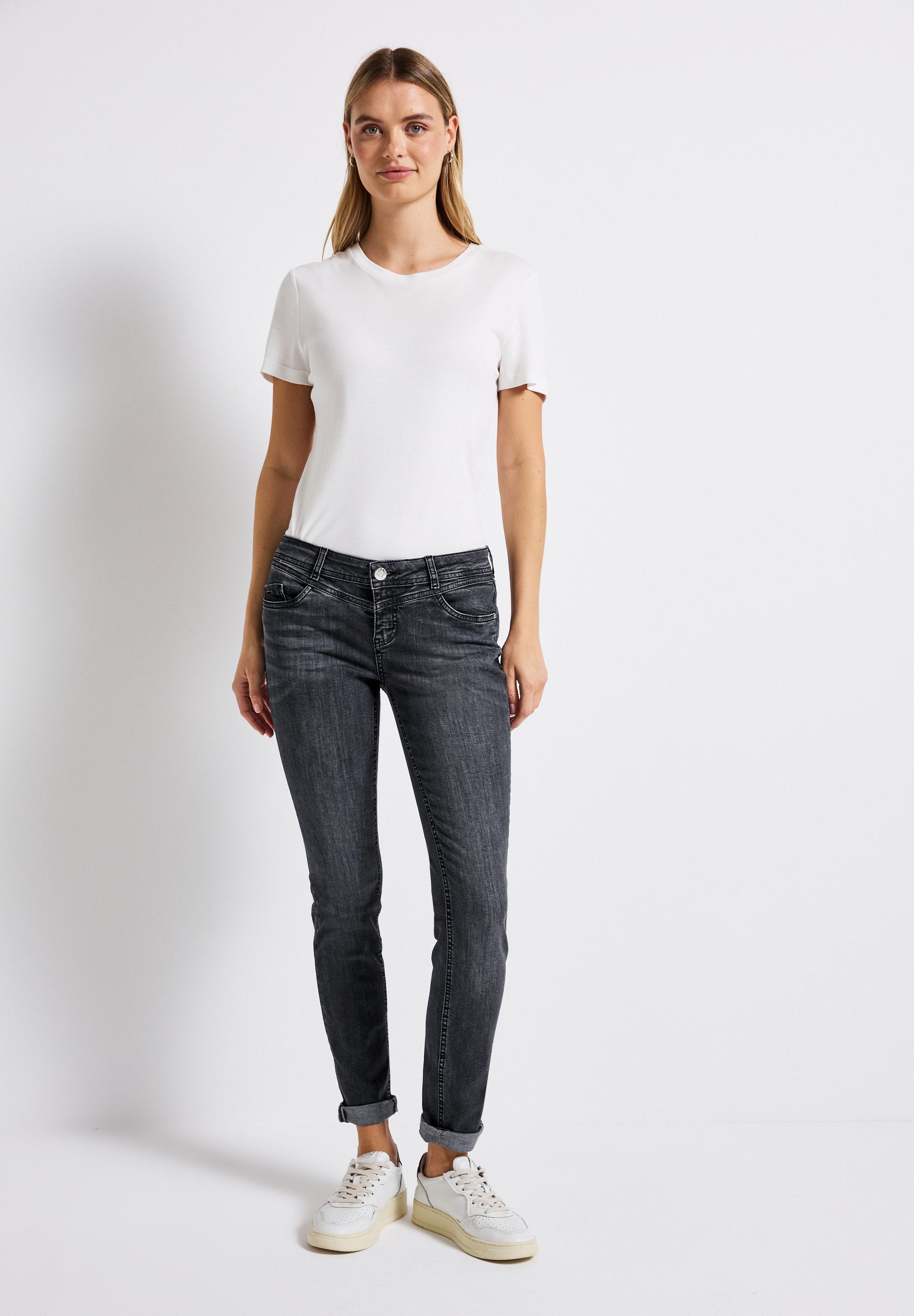 STREET ONE Comfort-fit-Jeans in grauer Waschung