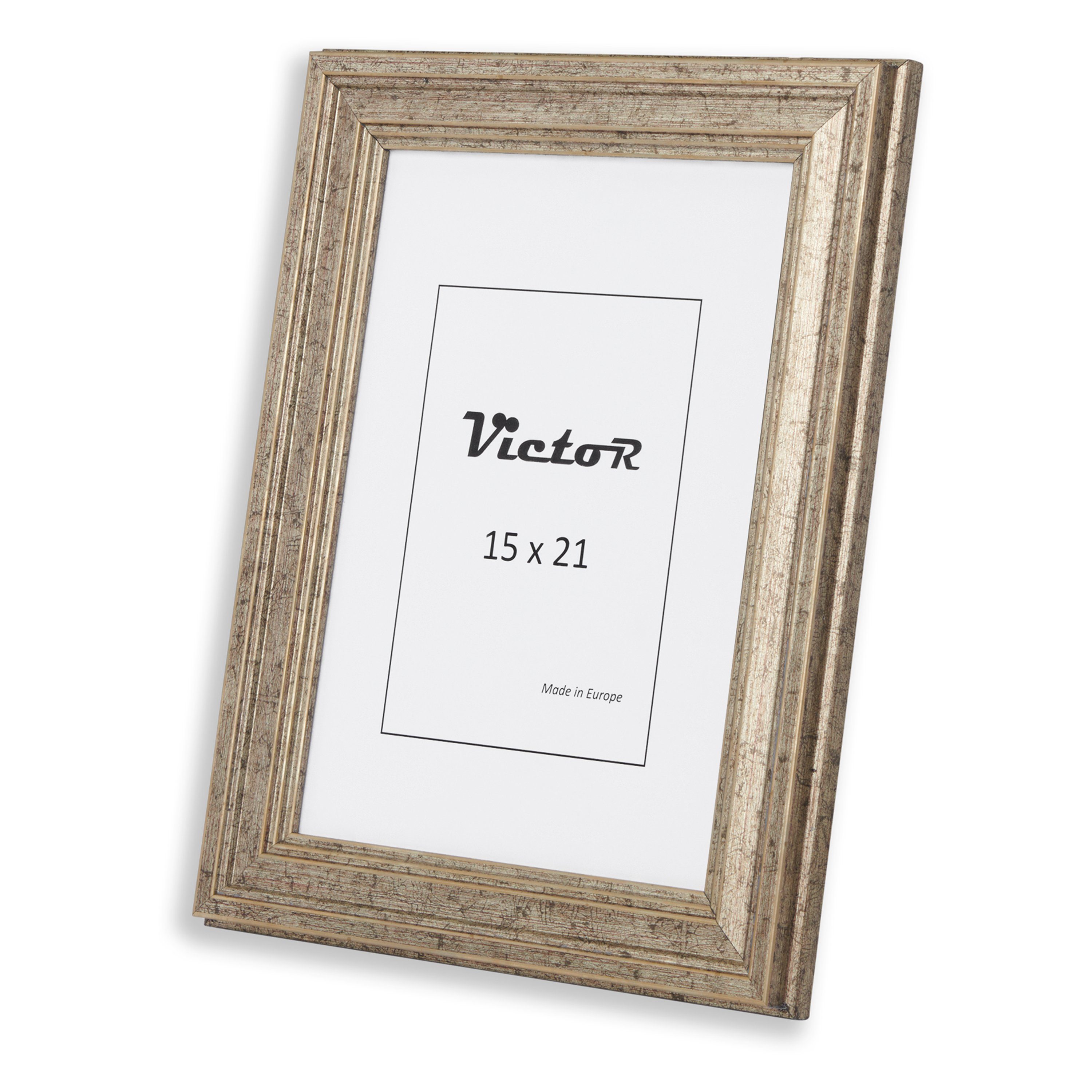 Rahmen in 15x21 cm, 19x31mm, Goya, Set Kunststoff silber, Leiste: 3er Bilderrahmen