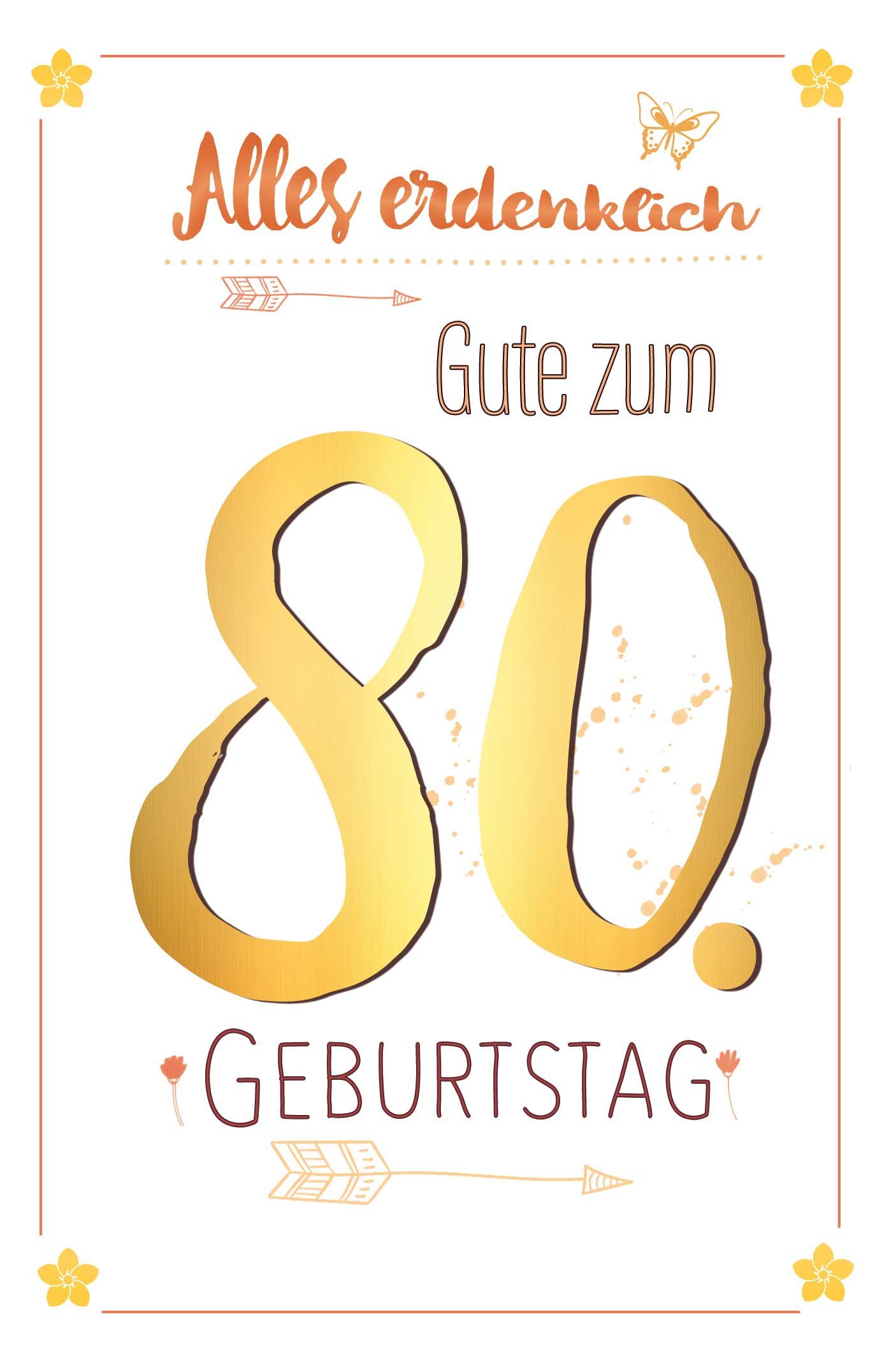 Skorpion Grußkarten 80. Geburtstag Karte mit Umschlag mit Goldfolie