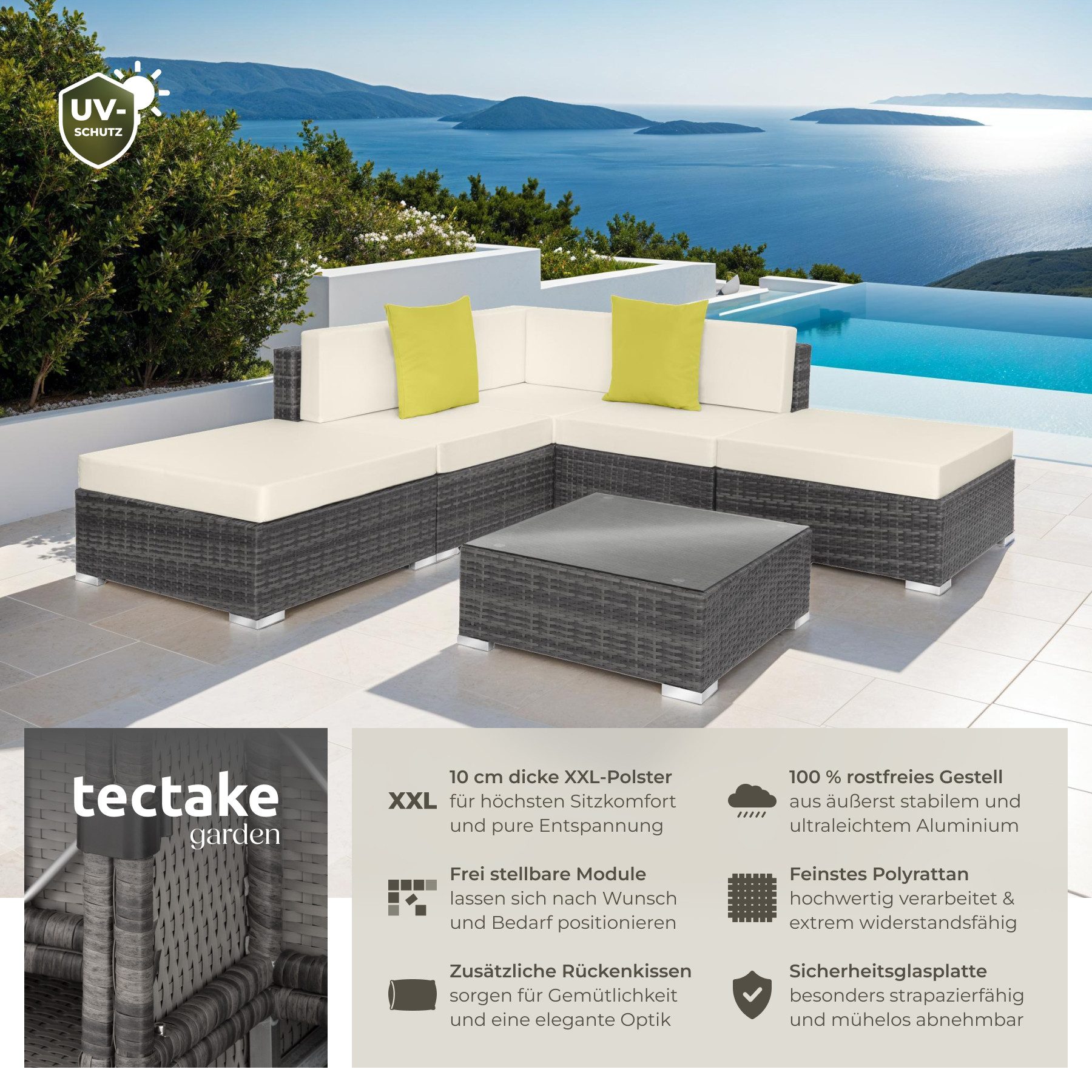 tectake Loungeset Rattan Lounge, (Set., 6-tlg), günstig online kaufen