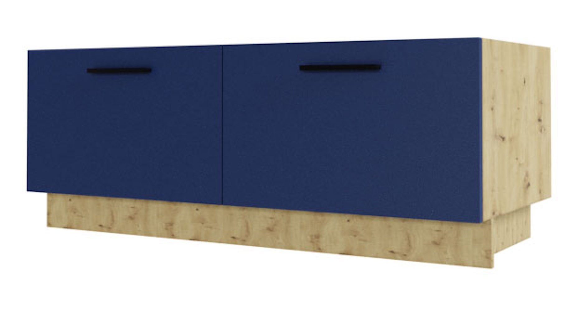 Unterschrank matt 2 (Vollauszug) Feldmann-Wohnen Bonn Front- marineblau & mit Schubladen Korpusfarbe wählbar 120cm