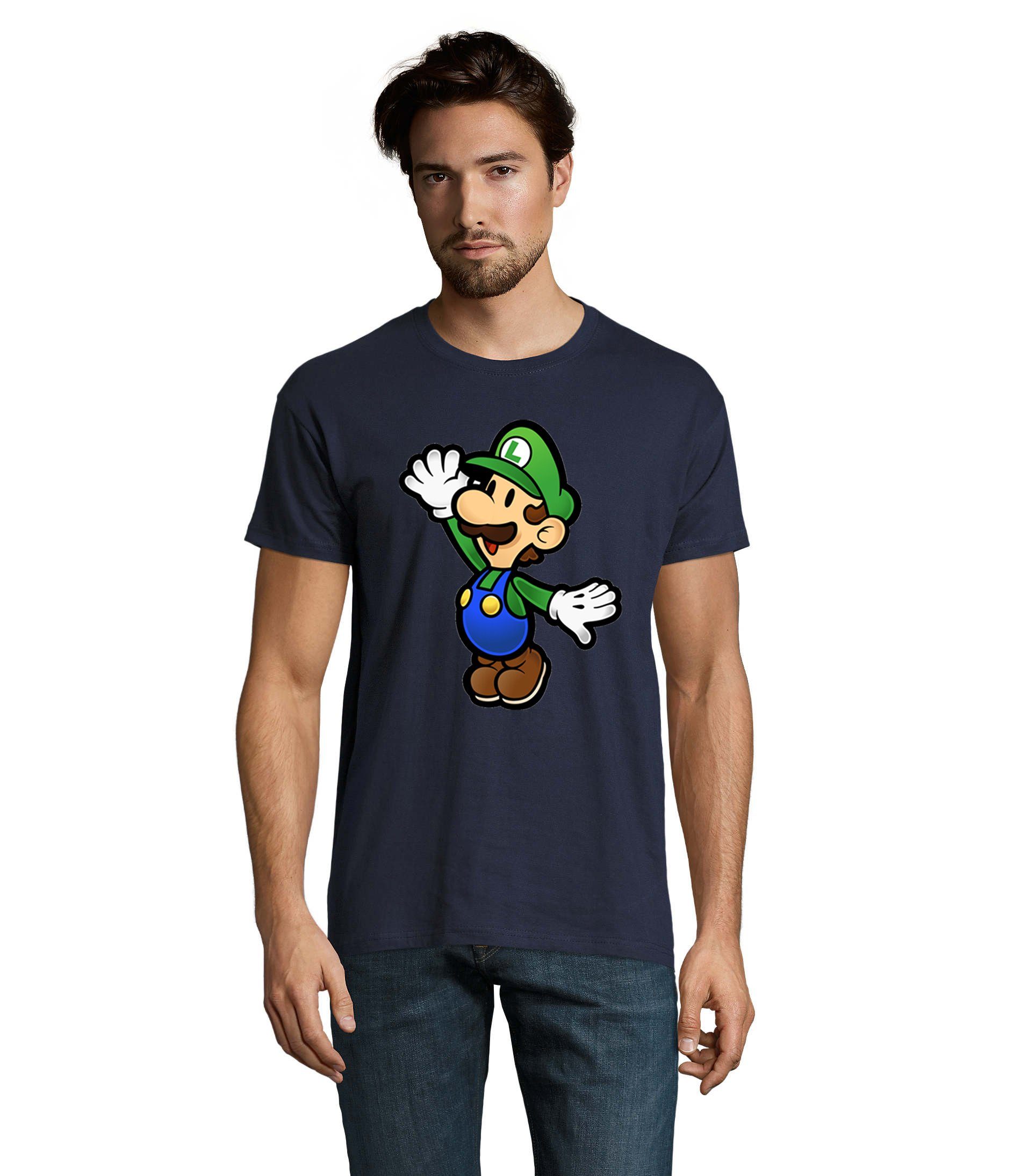 Blondie & Brownie T-Shirt Herren Luigi Nintendo Mario Peach Yoshi Gaming Navyblau