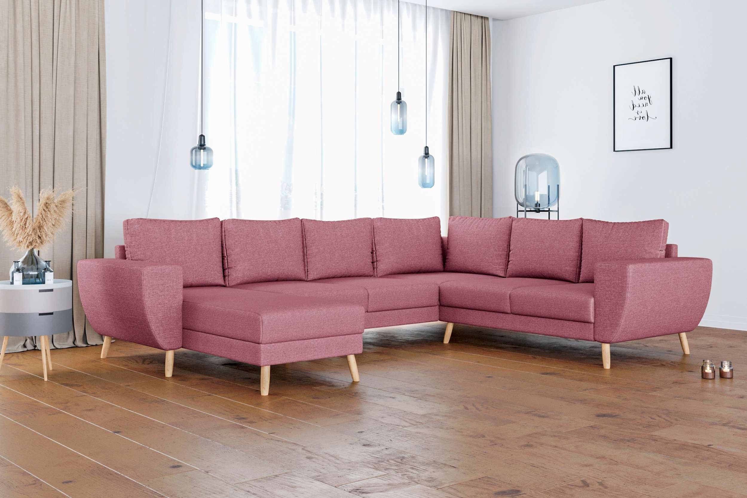 Stylefy Wohnlandschaft Apollo, Sofa, U-Form, mane links oder rechts bestellbar, frei im Raum stellbar, Modern Design, mit Wellenfederung
