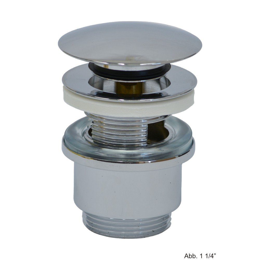 ASW Ablaufgarnitur Ablaufventil mit Klick-Verschluss 1 1/4", mit Überlauf, chrom