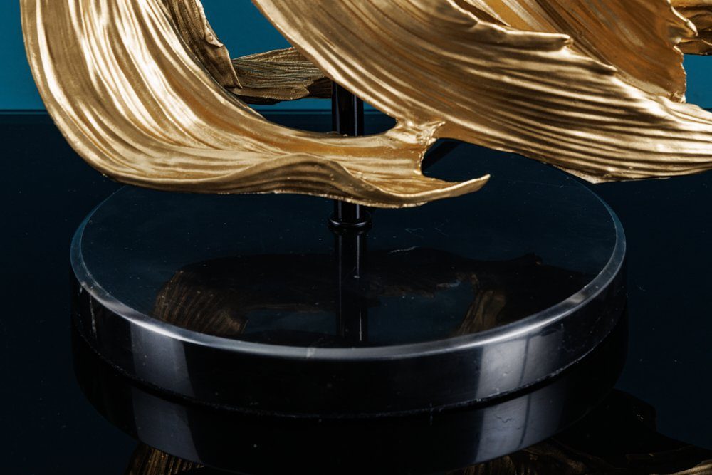 Tischleuchte Fisch-Figur gold, riess-ambiente CROWNTAIL 65cm Schlafzimmer Wohnzimmer schwarz · Design · / Marmor-Fuß · Ein-/Ausschalter, · · ohne Leuchtmittel, Stoff