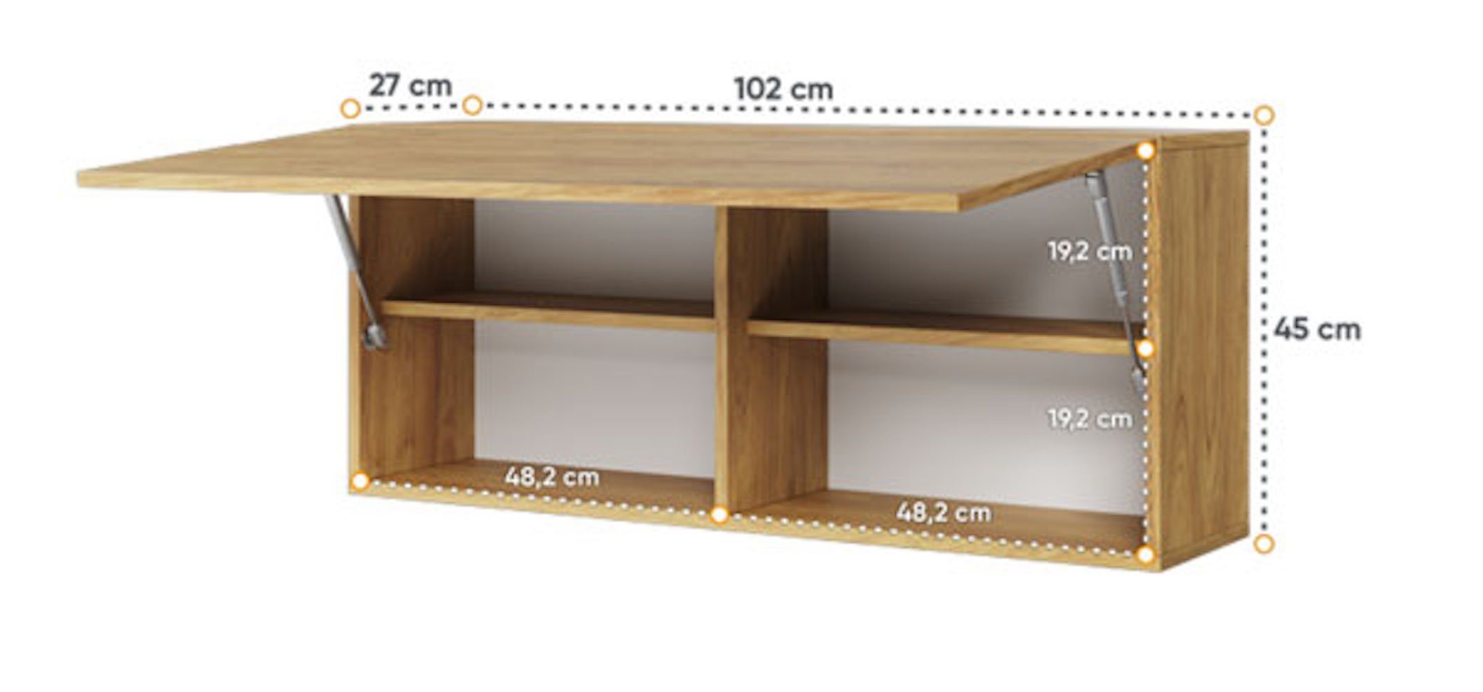 Natur Teen (Teen 102x27x45cm Feldmann-Wohnen Flex, Klapphängeschrank Flex Hickory Hängeschrank)