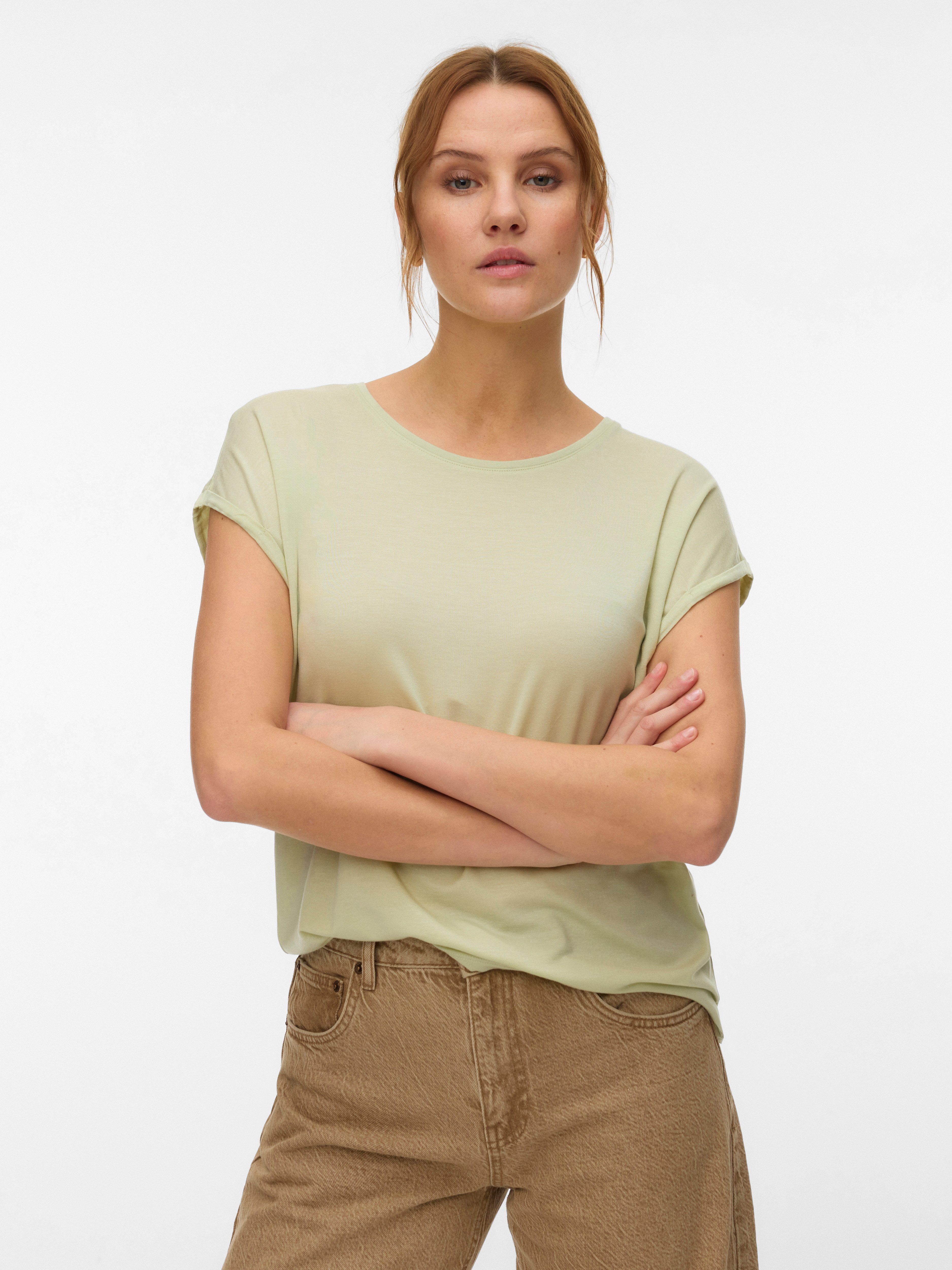Vero Moda Rundhalsshirt VMAVA PLAIN SS TOP GAJRS NOOS Materialmix, regular günstig online kaufen
