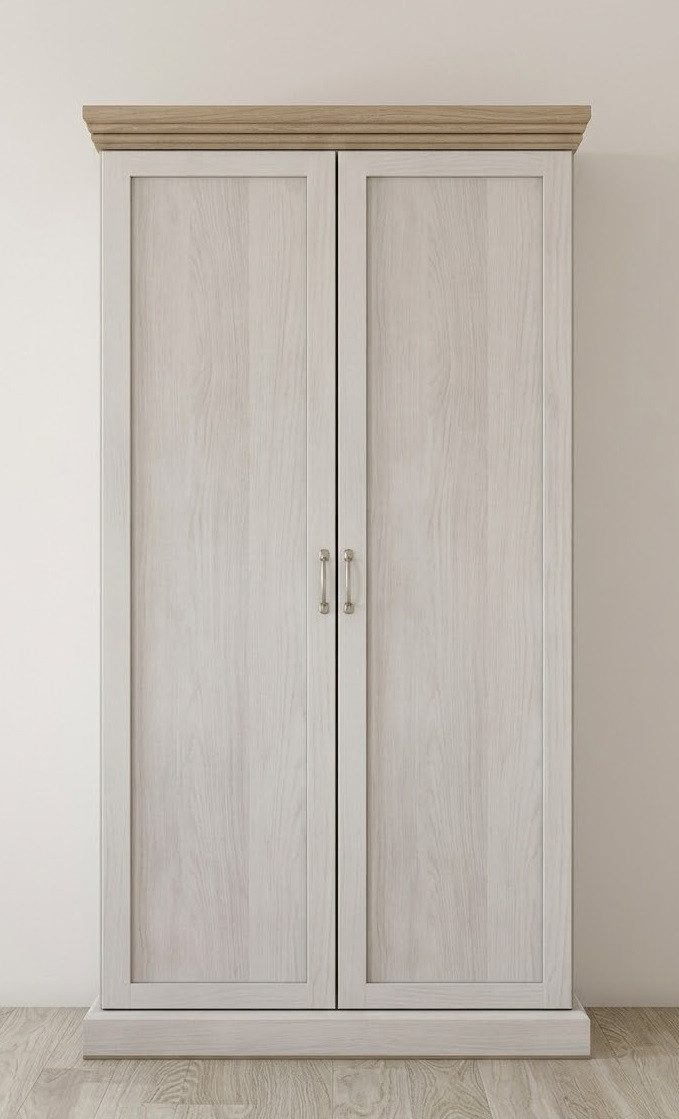 JVmoebel Hochschrank Massiver Holz Kleiderschrank in Weiß im eleganten Art Deco Stil (Hochschrank) Made in Europa