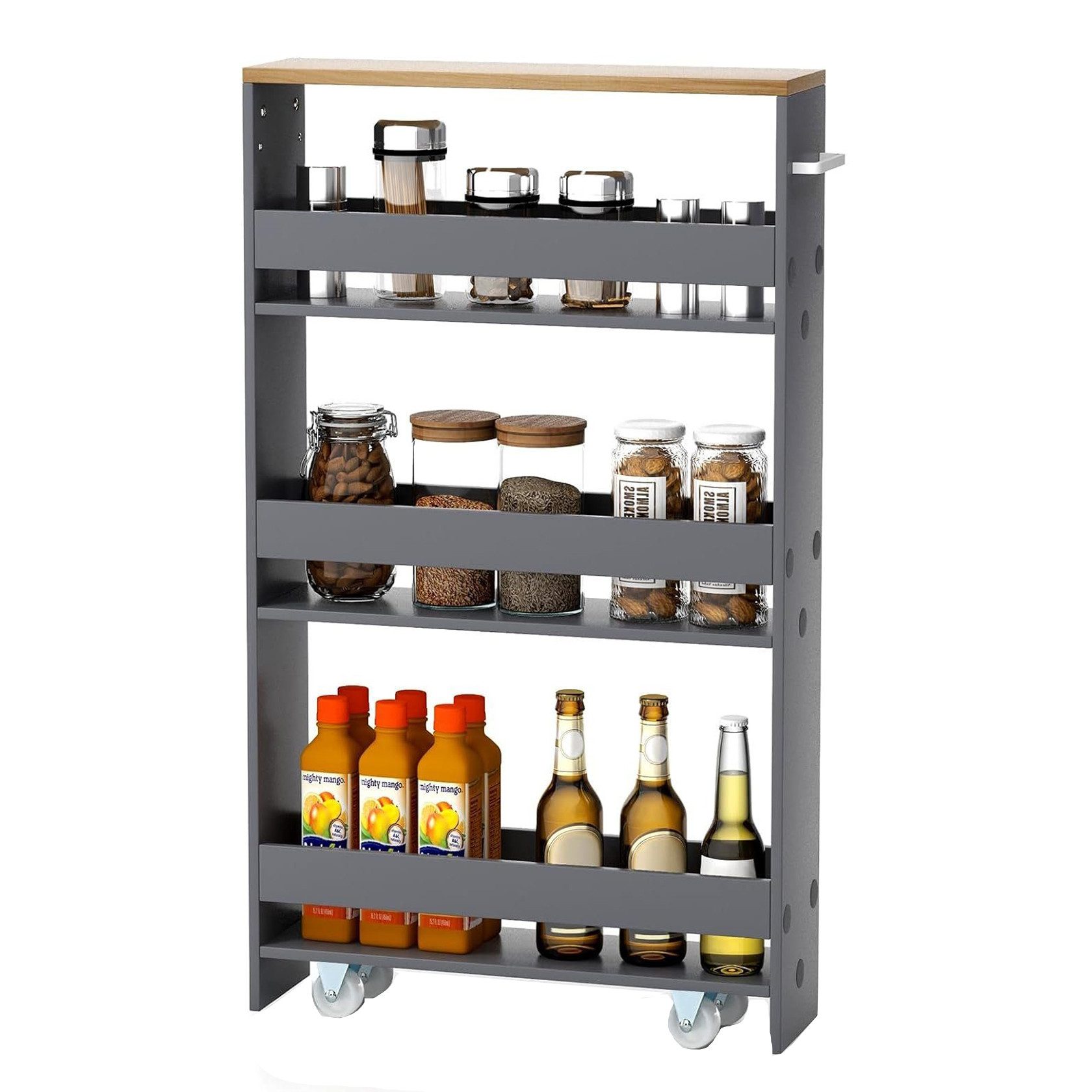 KOMFOTTEU Regalwagen Nischenregal, 4 Ebenen, mit Griff günstig online kaufen