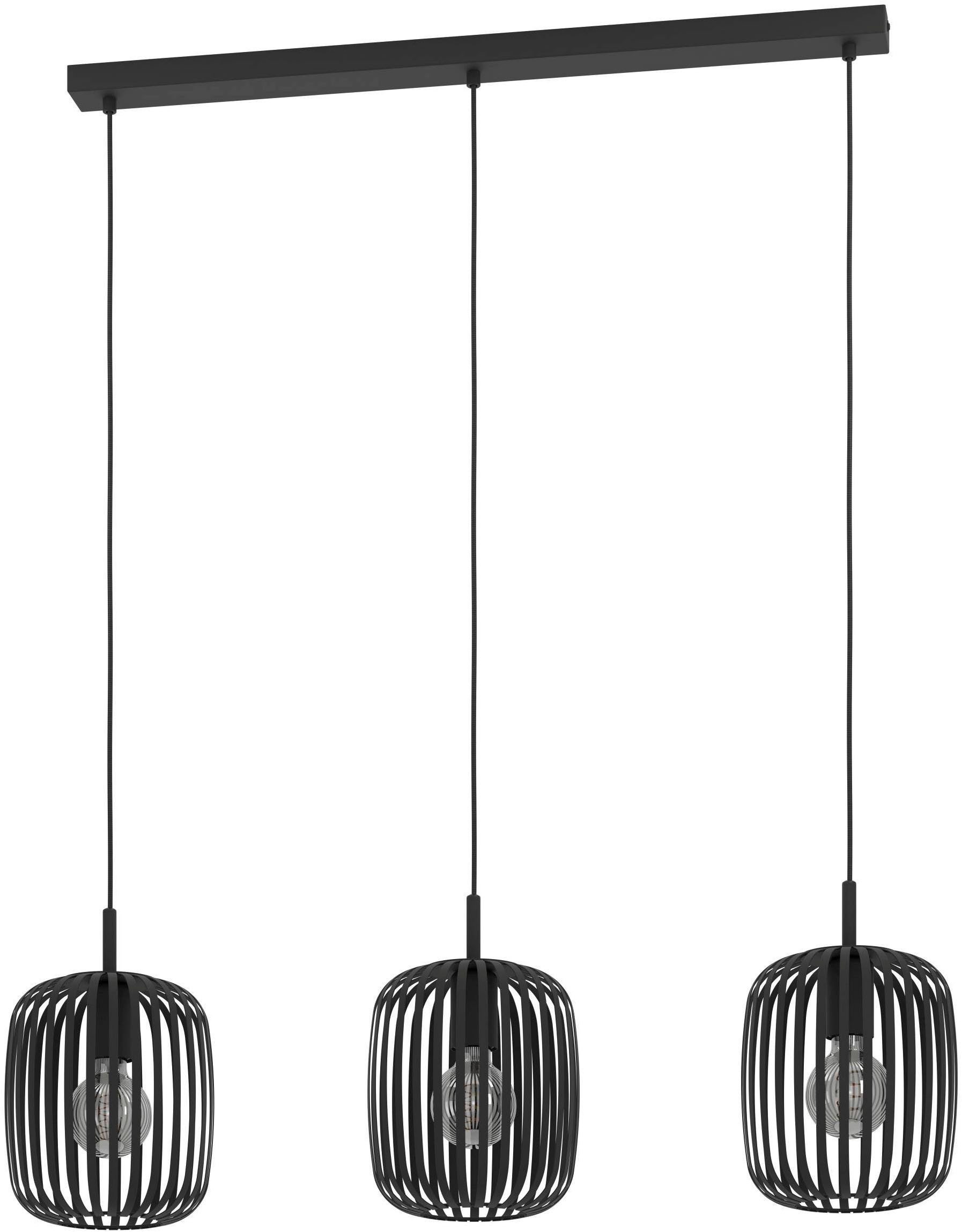 EGLO Pendelleuchte Hängeleuchte ROMAZZINA, exkl. E27, Stahl, Pendellampe, ohne Leuchtmittel, Esszimmerlampe, 90x20x110cm, 3-flammig, modern, minimalistisch – Bild 3 von 5