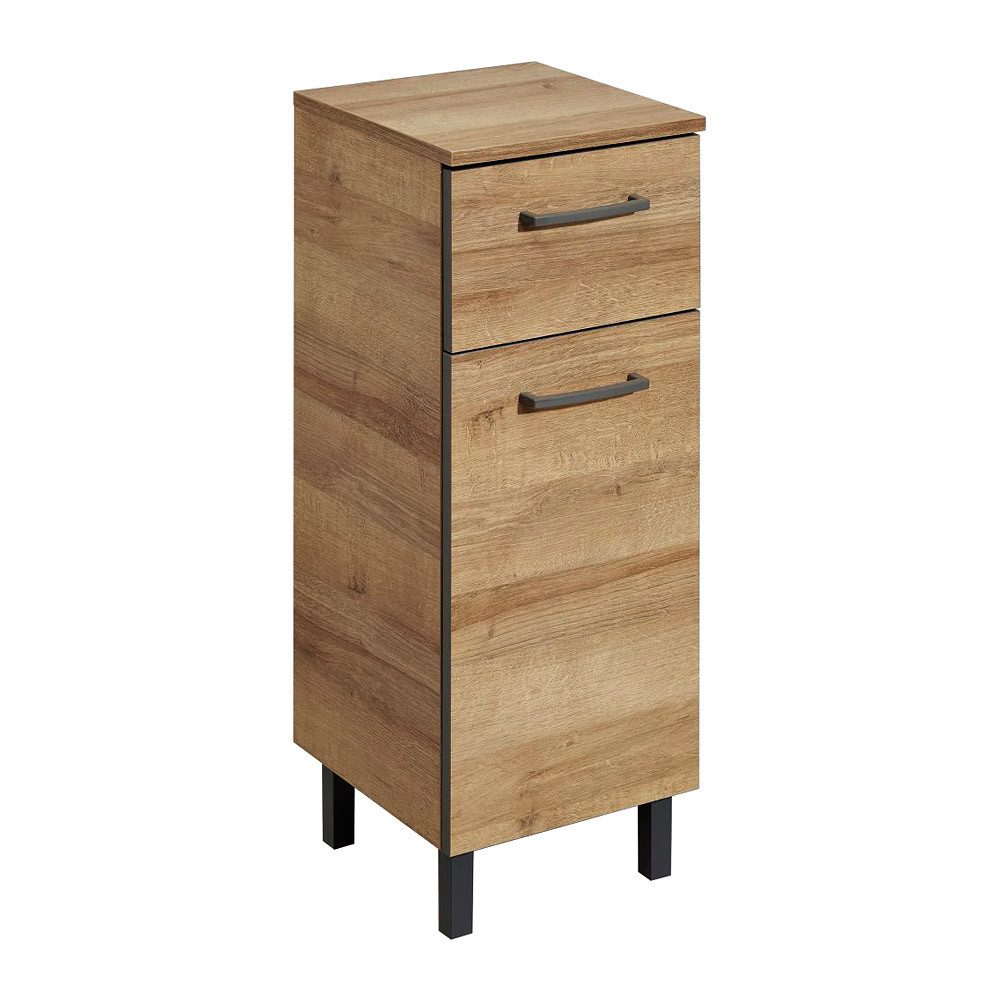 Lomadox Unterschrank RECIFE-66 Badezimmer in Riviera Eiche quer Nb, mit grauer Kante - : 30/81/33cm