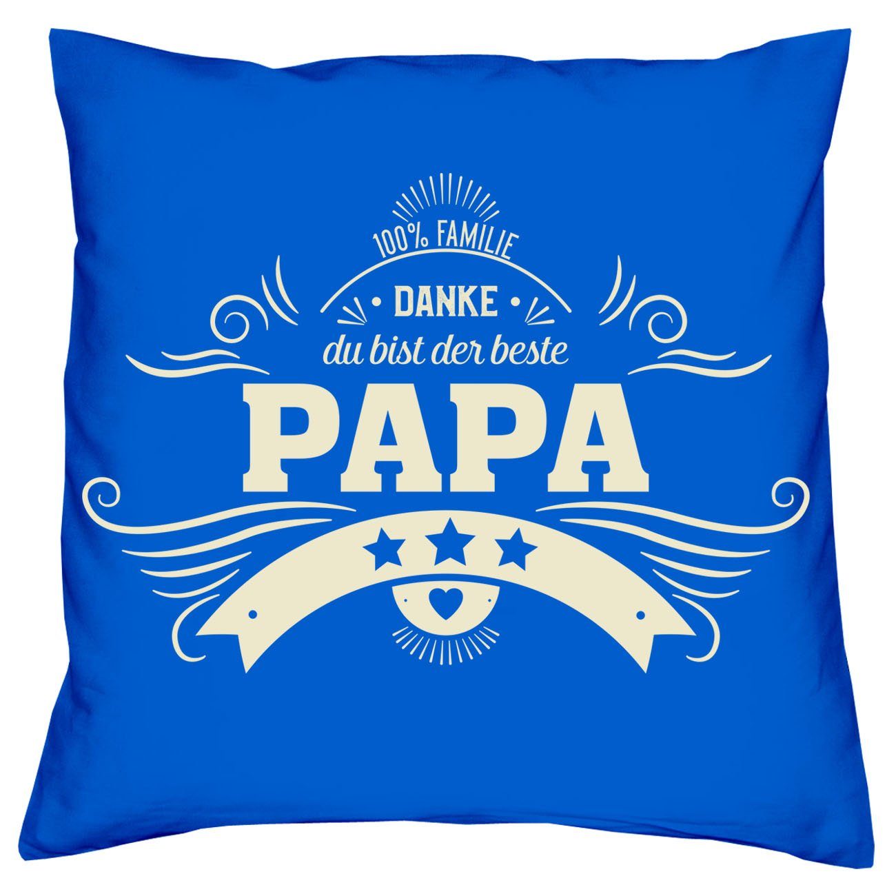 Papa Weltbesten den Soreso® Papa, Kissen royal-blau Papa Dekokissen Vatertagsgeschenk & Männer Danke für Urkunde