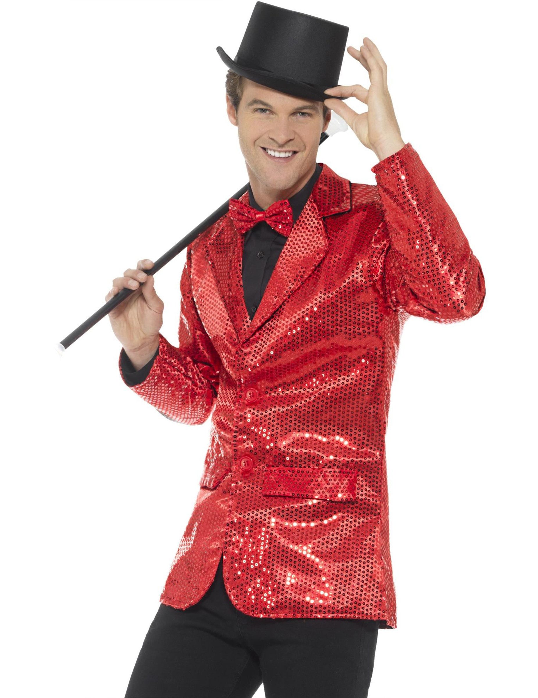 Kostüm Pailletten-Jacke für Herren rot