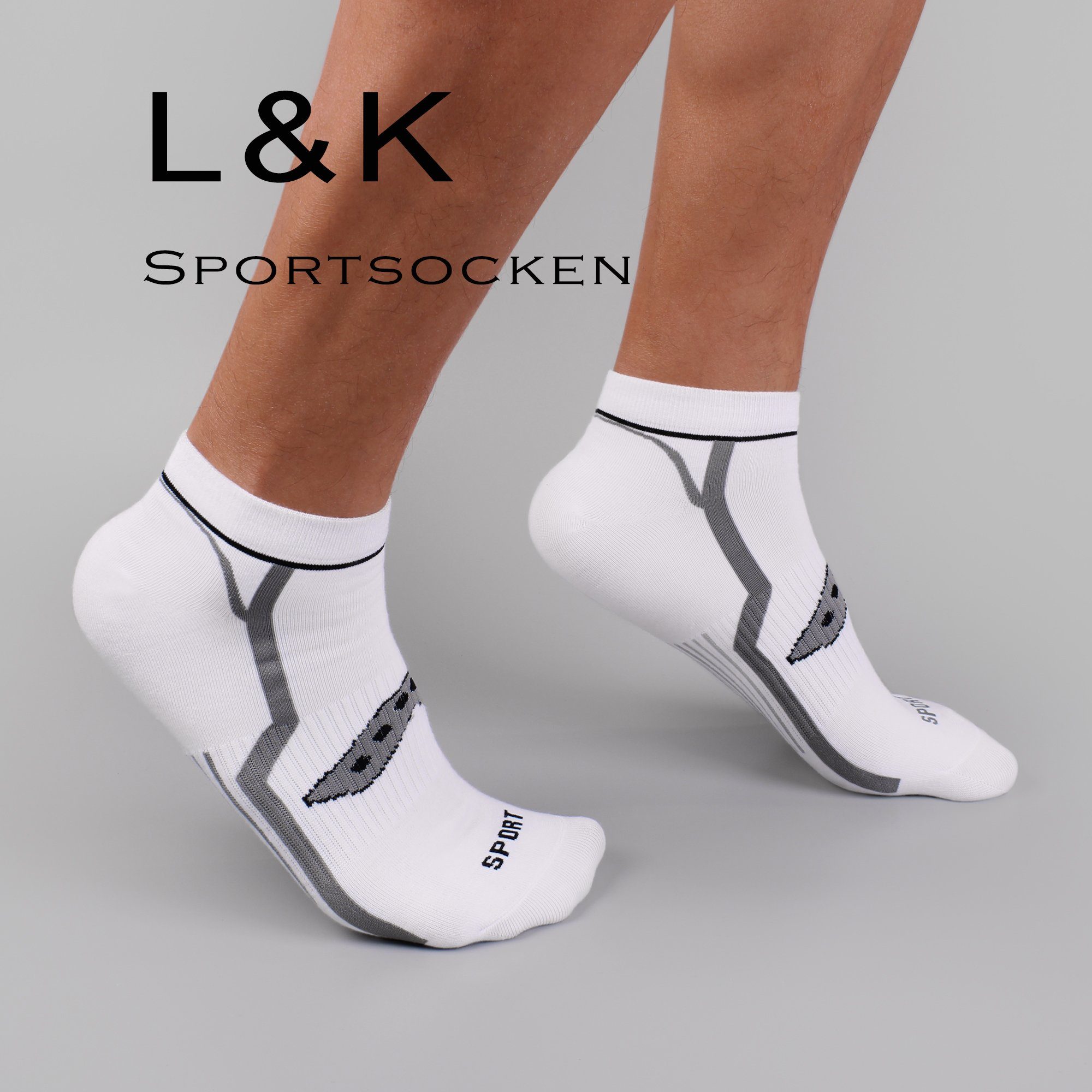 Herren Socken aus L&K Baumwolle Sportsocken 2303 (10er-Pack) Sneaker 2327