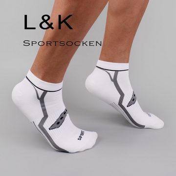 L&K Sportsocken 2303 (10er-Pack) Herren Sneaker Socken aus Baumwolle