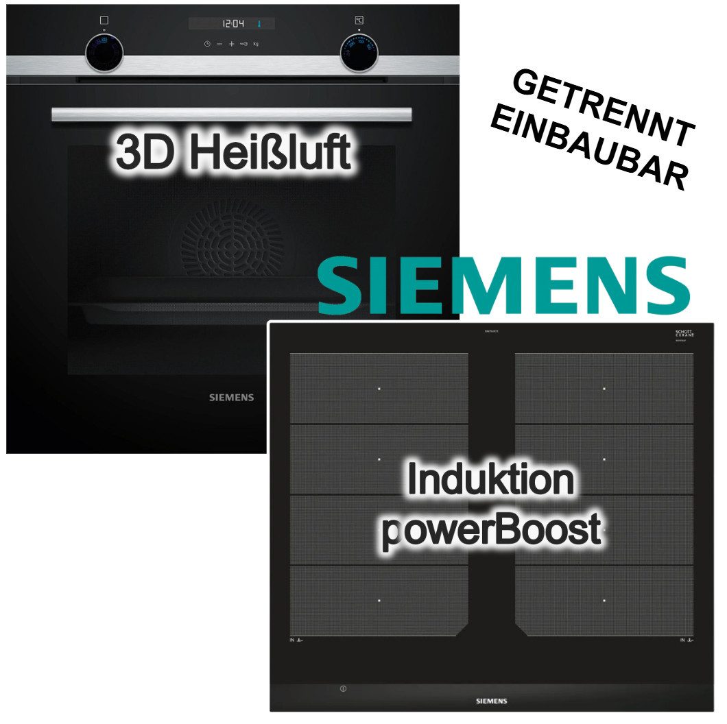 SIEMENS Backofen-Set Backofen 3DHeißluft Hydrolyse + Induktionskochfeld Flexzonen Booster, Hydrolyse