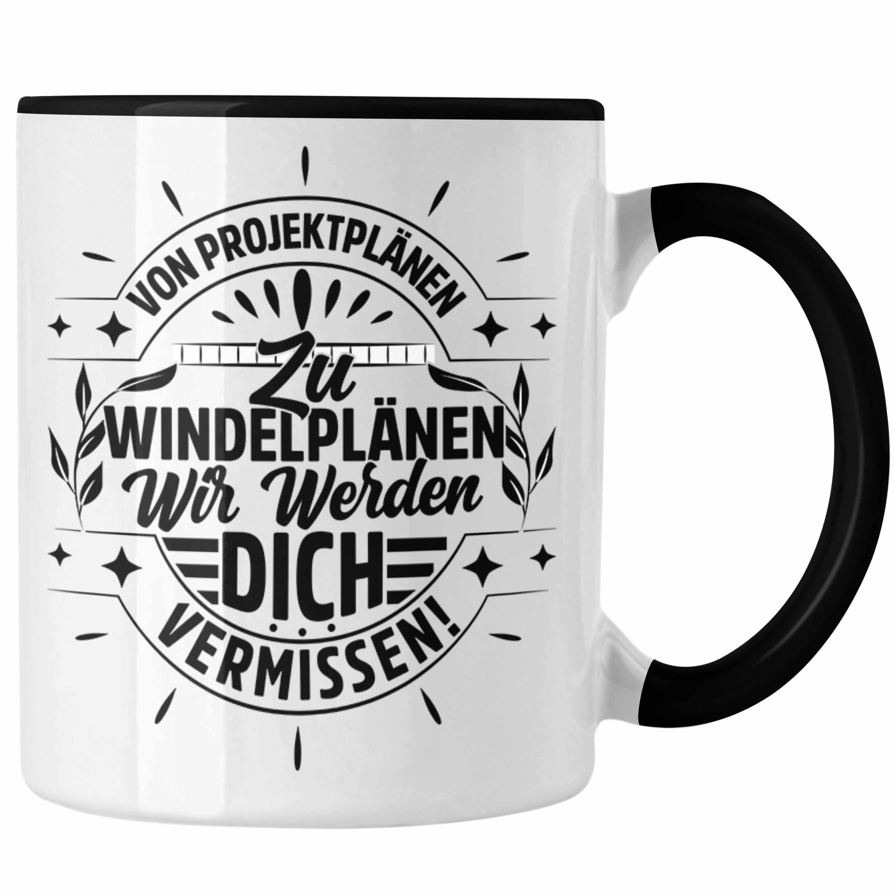 Trendation Tasse Mutterschutz Tasse Geschenk Abschied Mutterschutz Kaffeetasse Kollegi Schwarz
