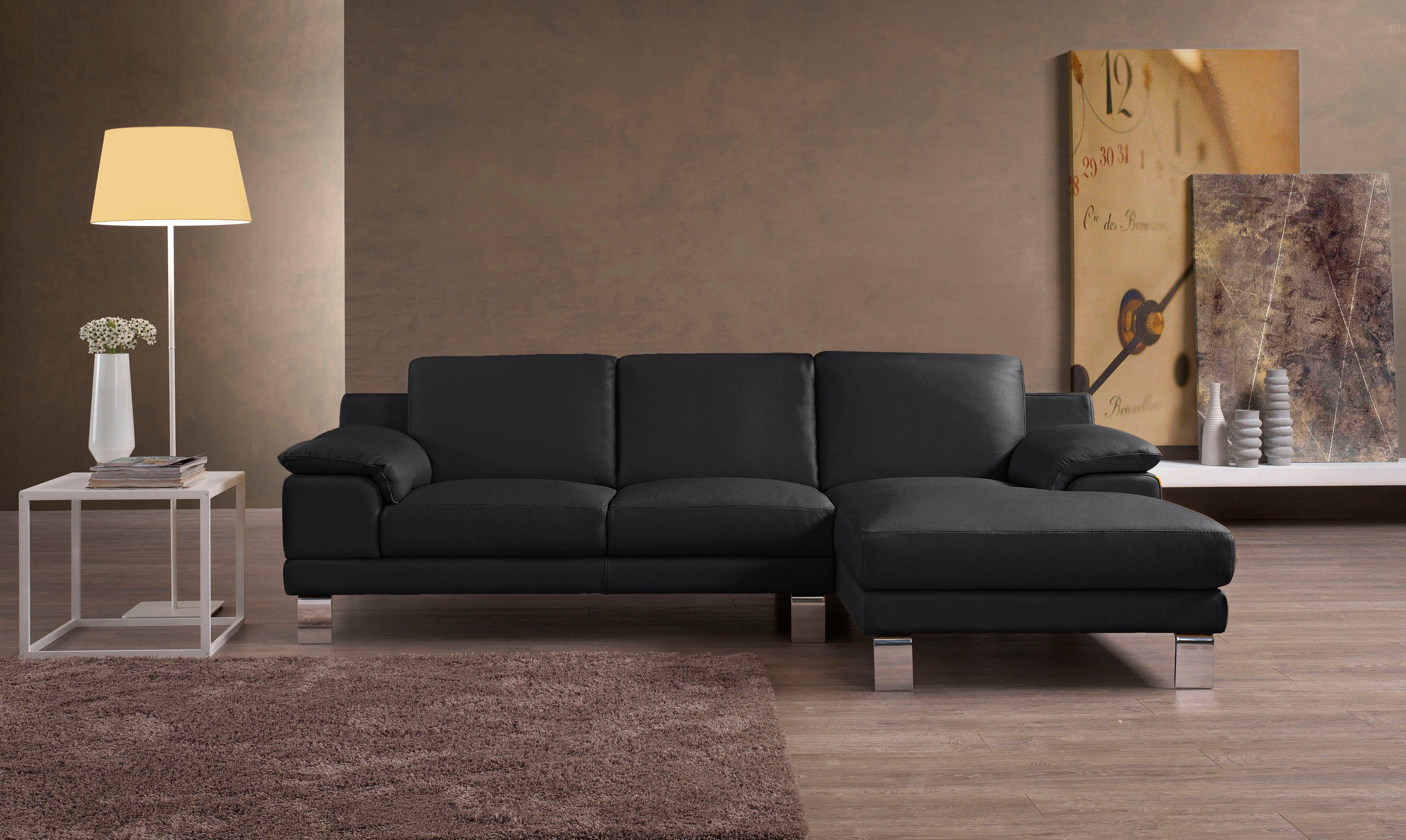Egoitaliano Ecksofa Shakira, Design & Sitzkomfort auf hohem Niveau, Breite 236cm, L-Form, mit Recamiere, L-Form, edle Füße