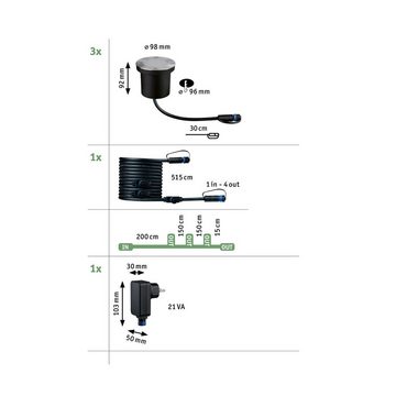 Paulmann LED Einbauleuchte Plug & Shine Floor Basisset IP67 2200K 3x4,5W Anthrazit, LED fest integriert, Bodeneinbauleuchte, Insektenfreundlich