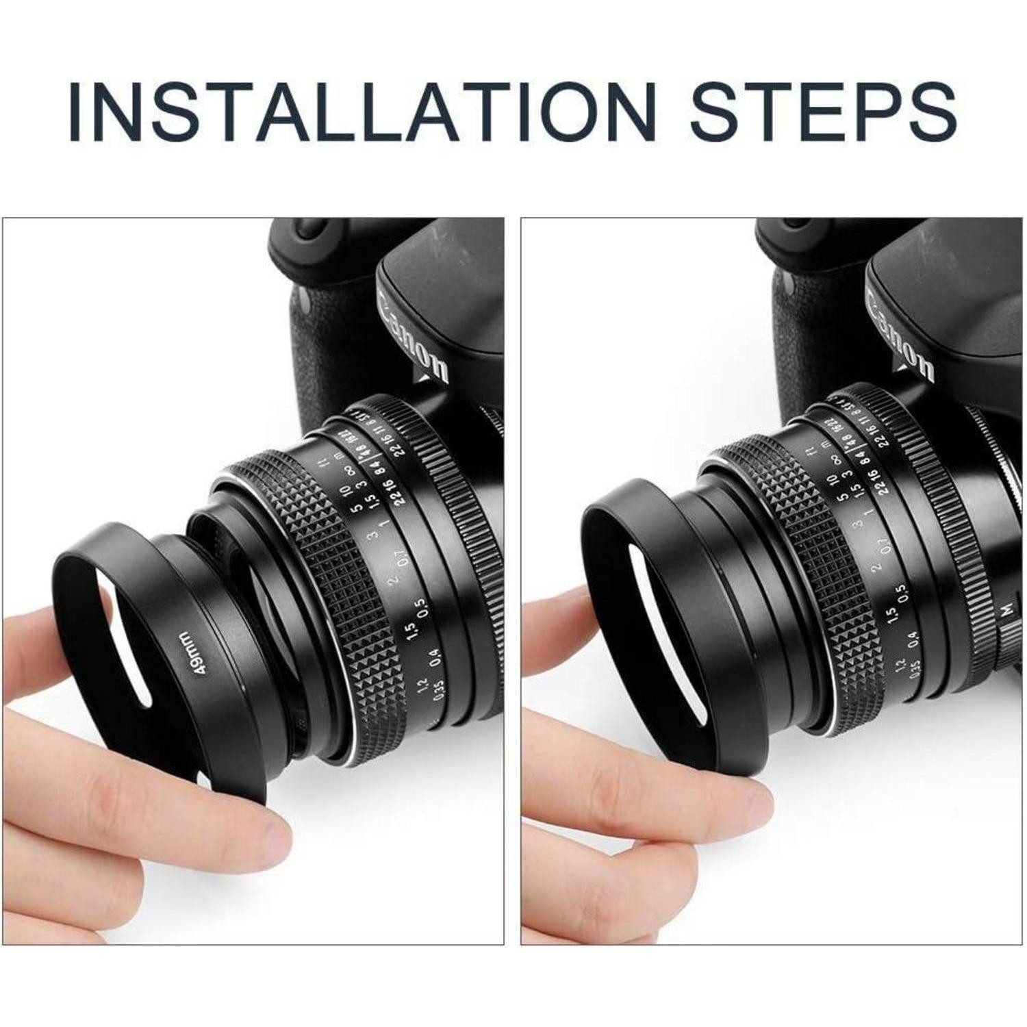 LuxusKollektion 55mm Hohl Metall Gegenlichtblende Sonnenblende für Canon Nikon Sony Gegenlichtblende