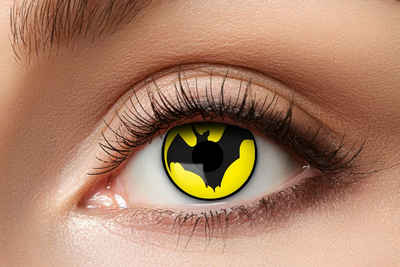 Eyecatcher Farblinsen Yellow Bat Kontaktlinsen. Fledermaus Motivlinsen