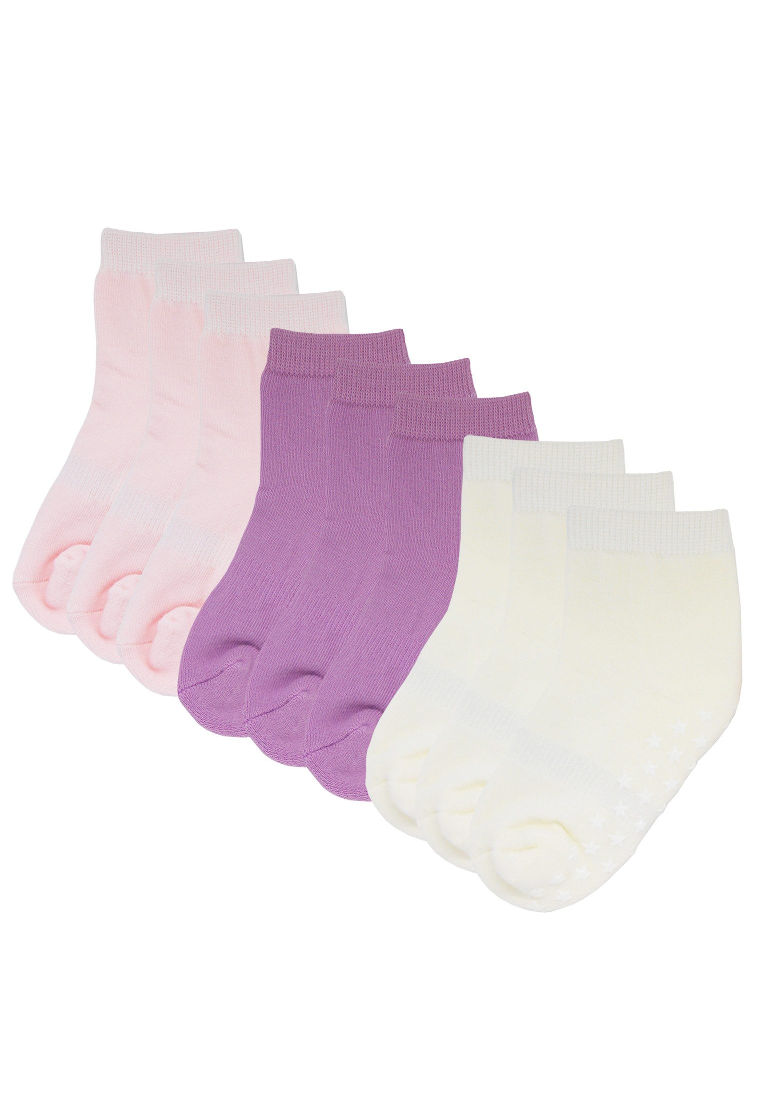 Yalion Socken Babysocken Kinder Anti Rutsch Socken 9 Paar Weich Atmungsaktiv Unisex (Set, 9-Paar, 9 Paar) Rutschfeste Sternen-Noppen