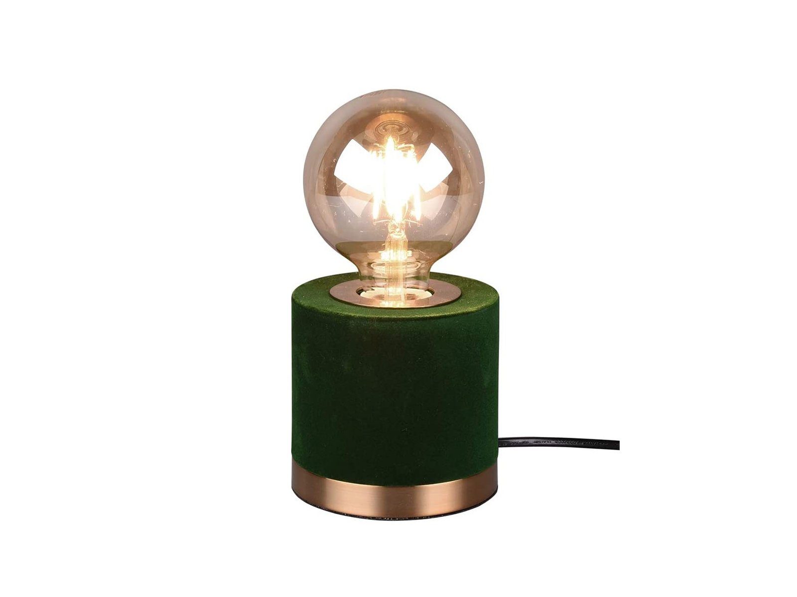 meineWunschleuchte LED wechselbar, Warmweiß, Retro Höhe Grün, Vintage klein-e 11cm Samt LED Lampenschirm Fensterlampe Nachttischlampe