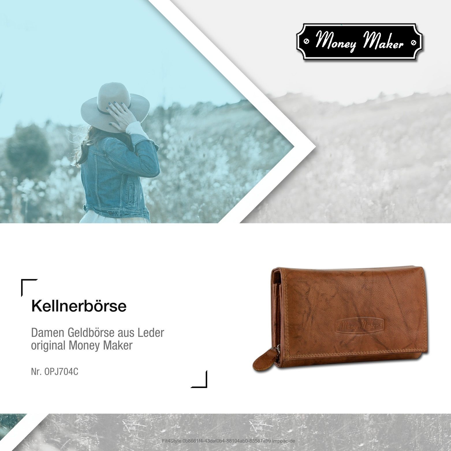 Money Maker Kellnerbörse Money Maker aus 15,5cm in Breite tan, braun, Börse Damen ca. Kellnerbörse), Damen (Kellnerbörse, RFID Geldbörse Echtleder Blocker